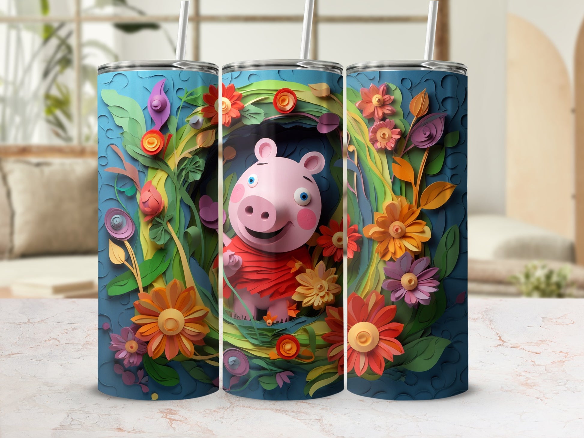 Colorful Flower and Animal Print Drinkware Product