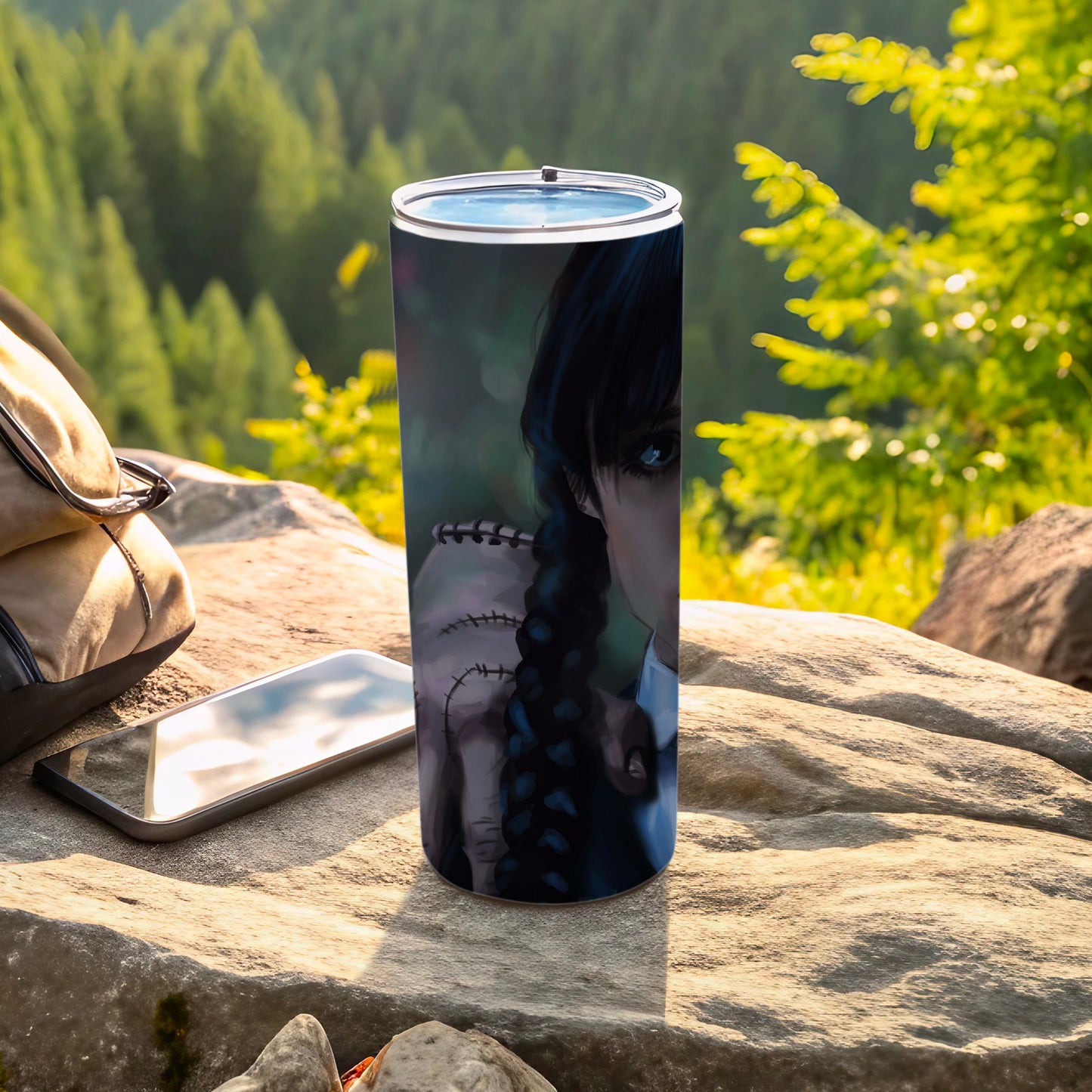 Dark Braided Character Design Travel Mug