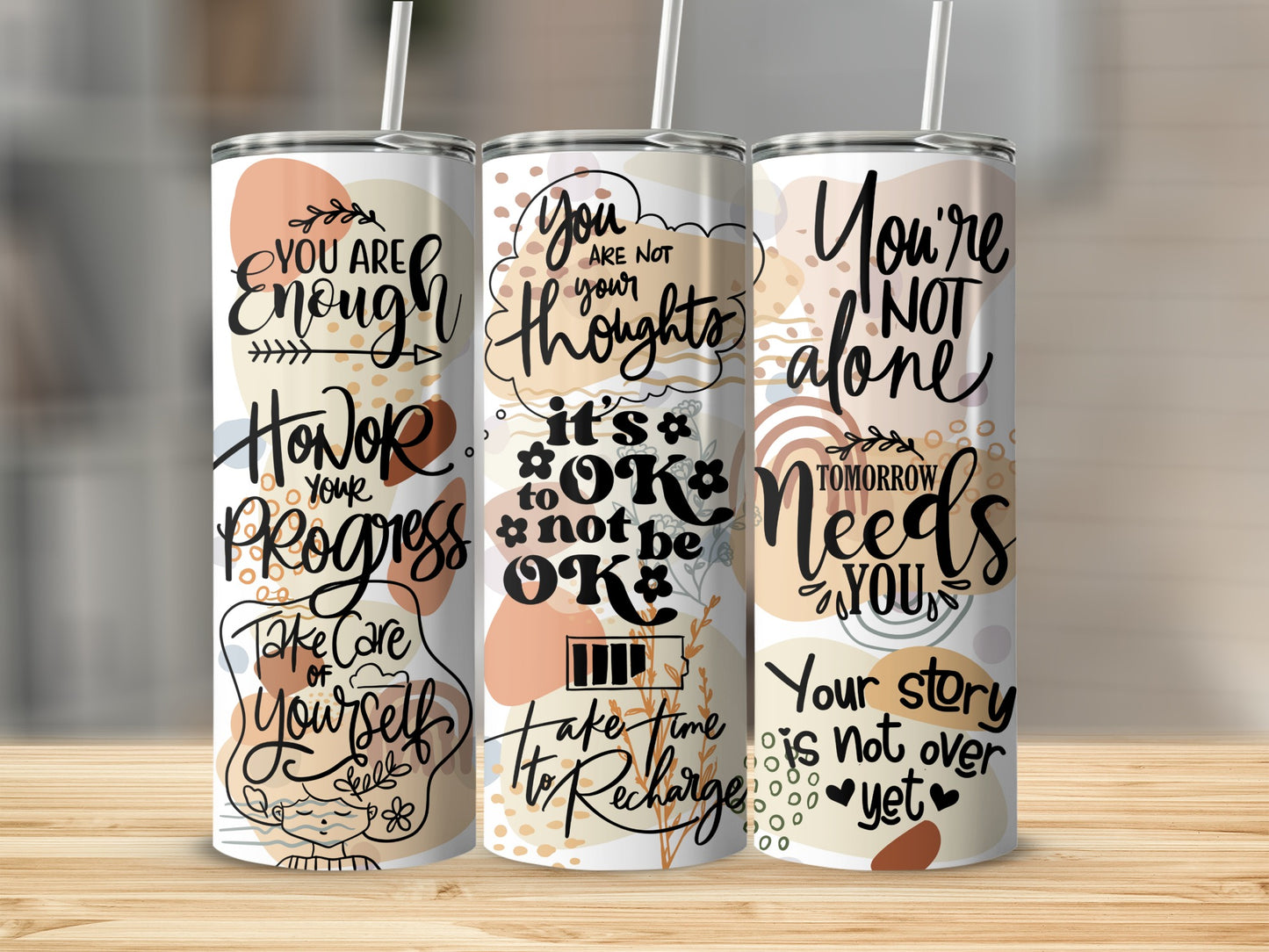 Inspirational Quotes Design Tumbler with Straw