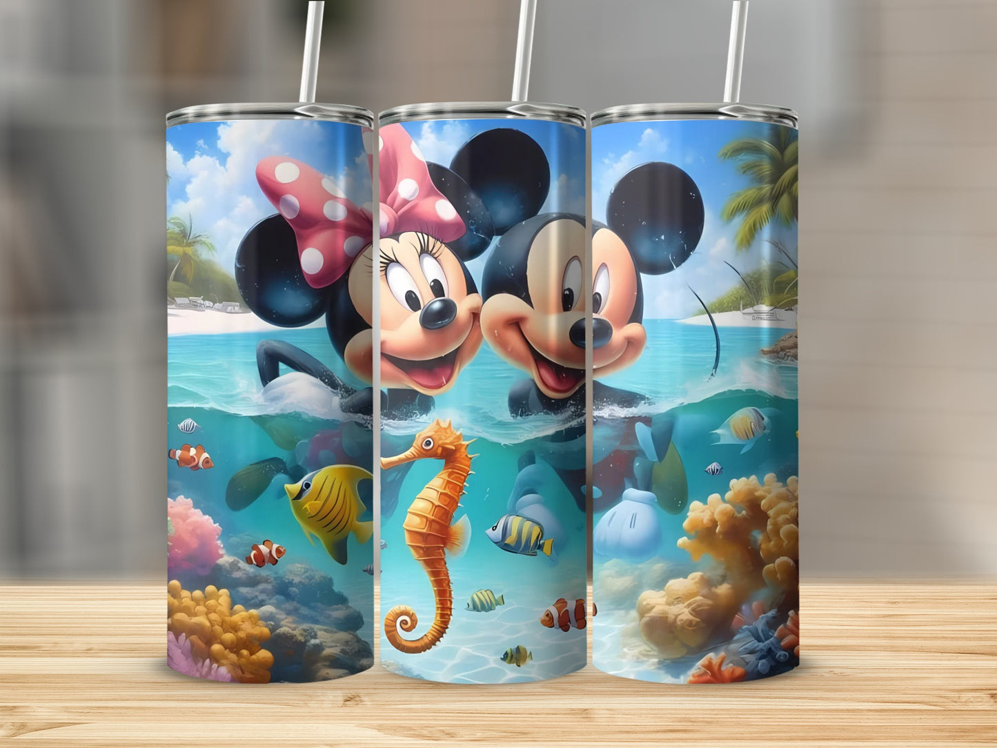 Beach Adventure Mickey and Minnie Mouse Travel Tumblers