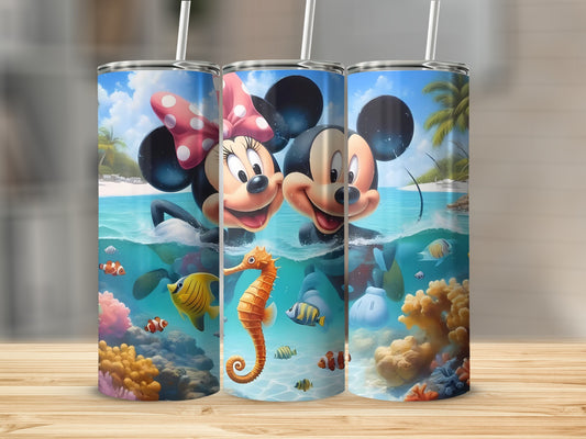 Beach Adventure Mickey and Minnie Mouse Travel Tumblers
