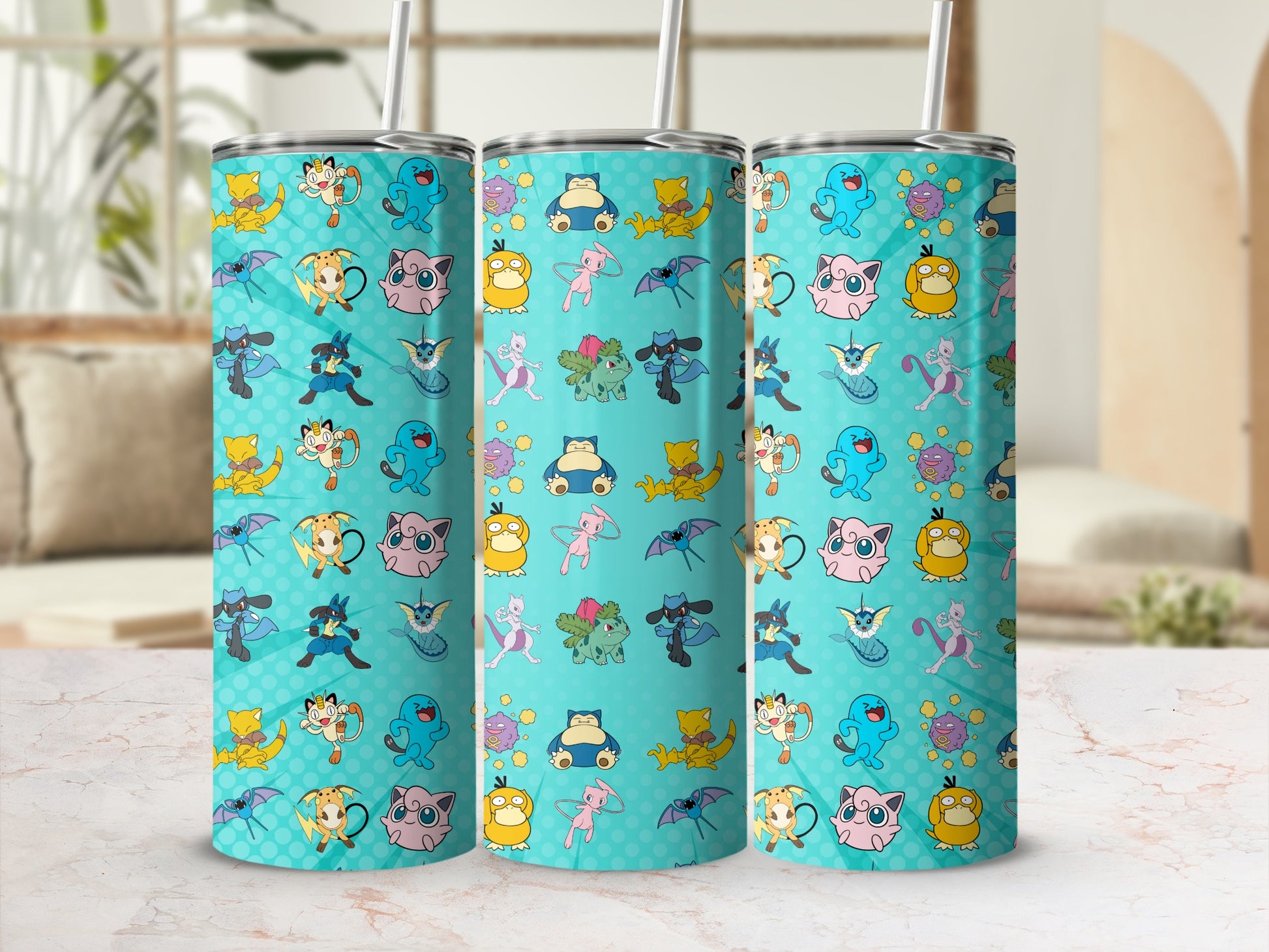 Vibrant Anime Characters Themed Drinkware Set