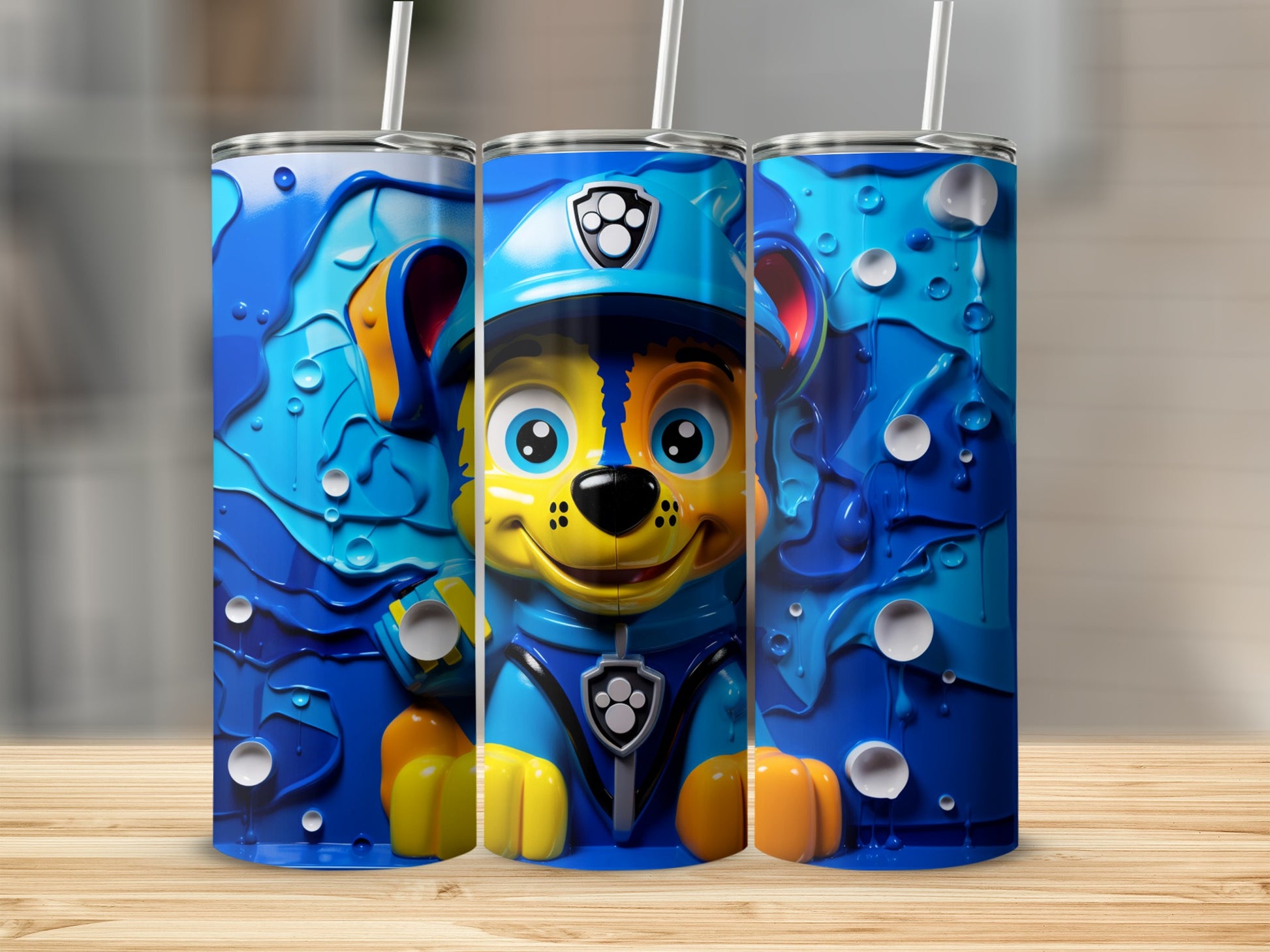 Cute Cartoon Dog Pattern Blue Water Bottle Product