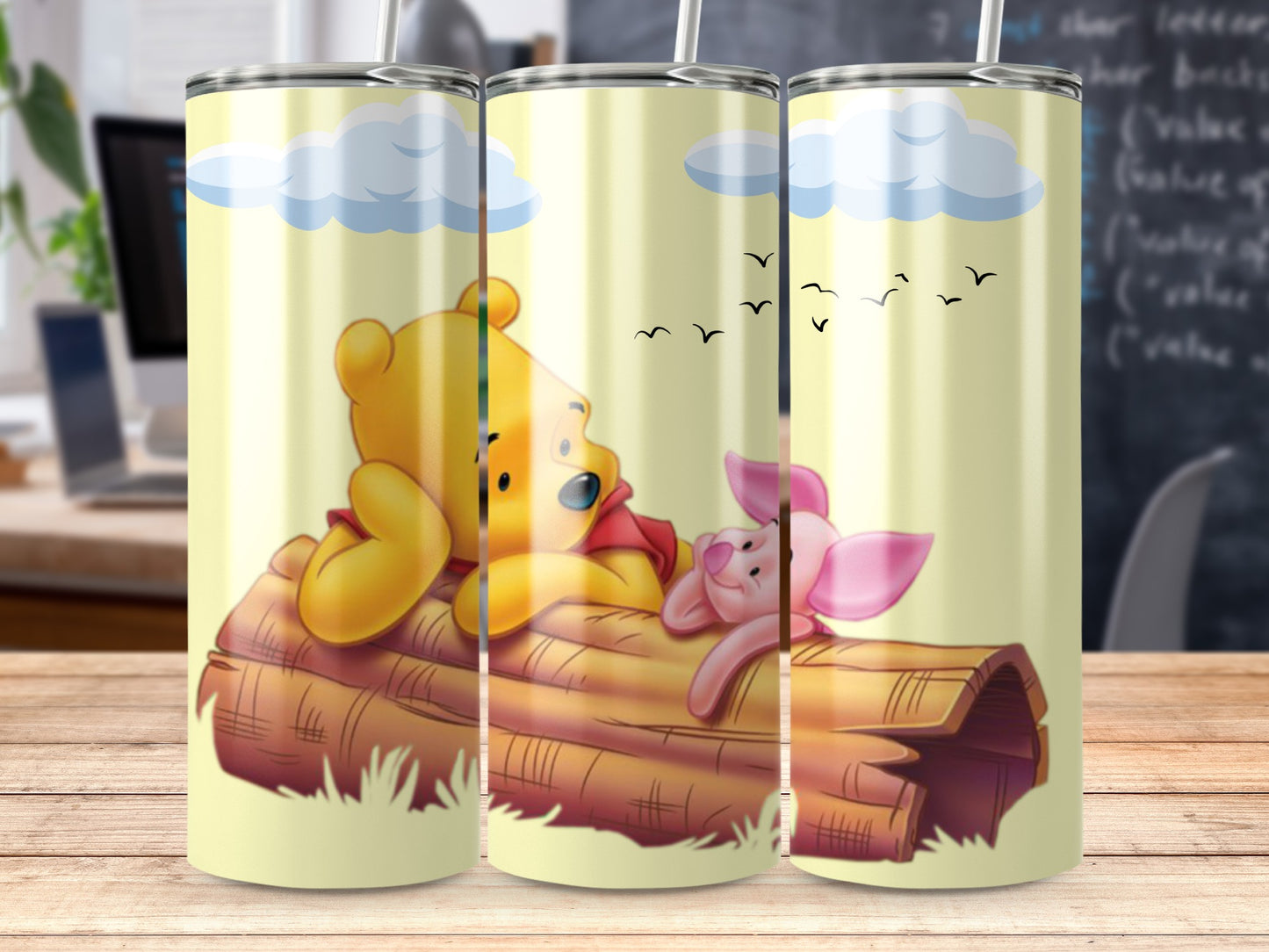 Winnie the Pooh and Piglet on Log Tumbler