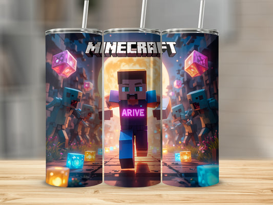 Minecraft Themed Tumbler with Colorful LED Cubes Design