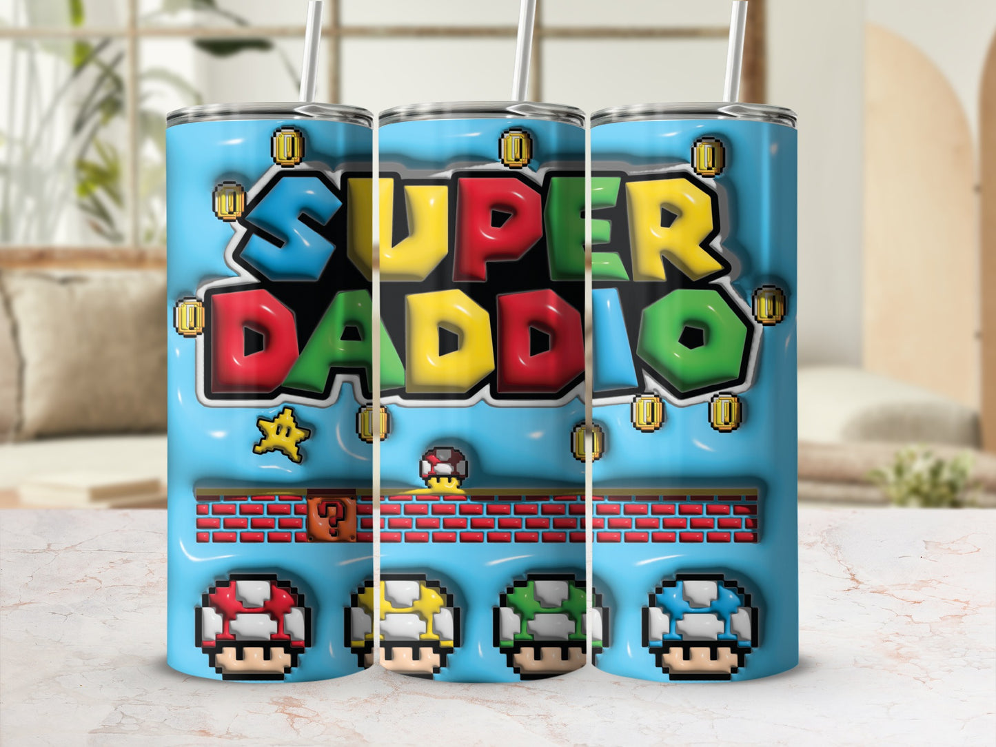Super Dad Retro Gaming Tumbler with Straw Cup