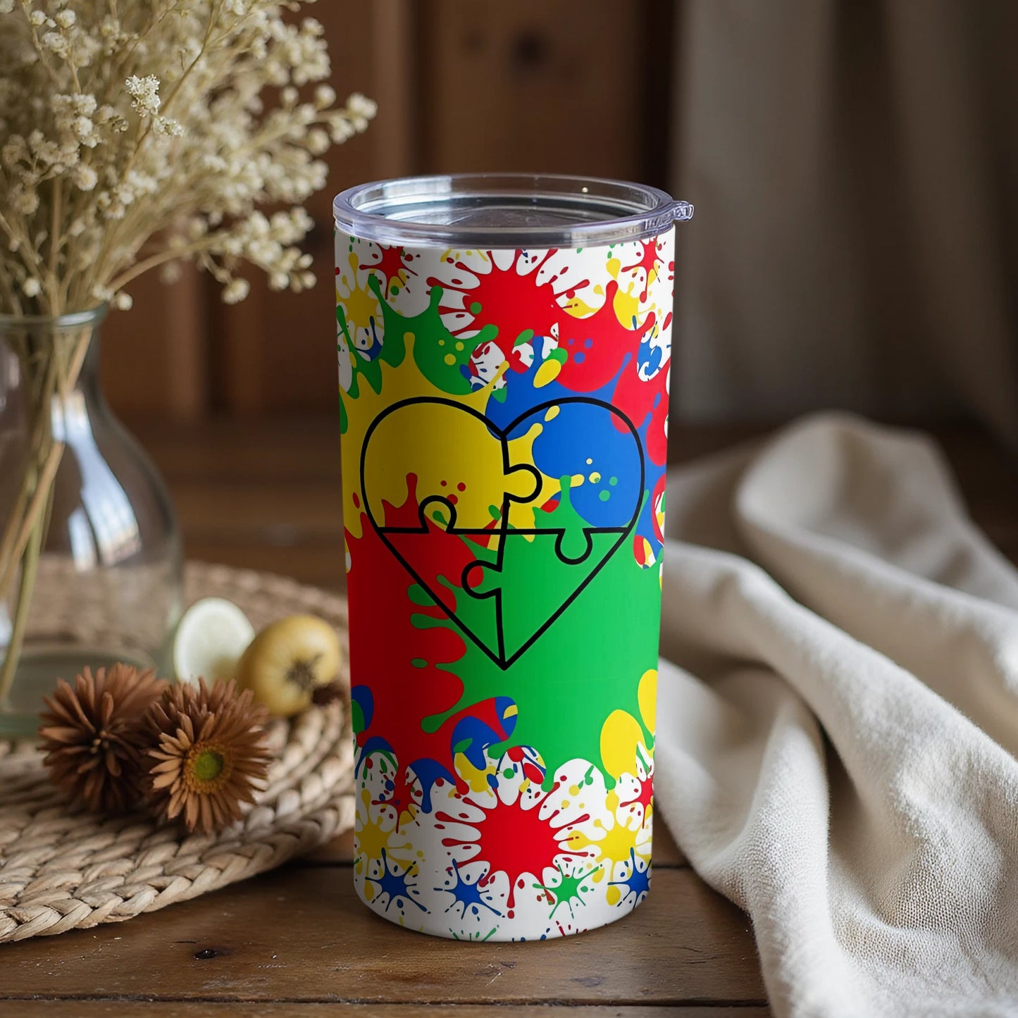 Colorful Heart Splatter Cup with Playful Design