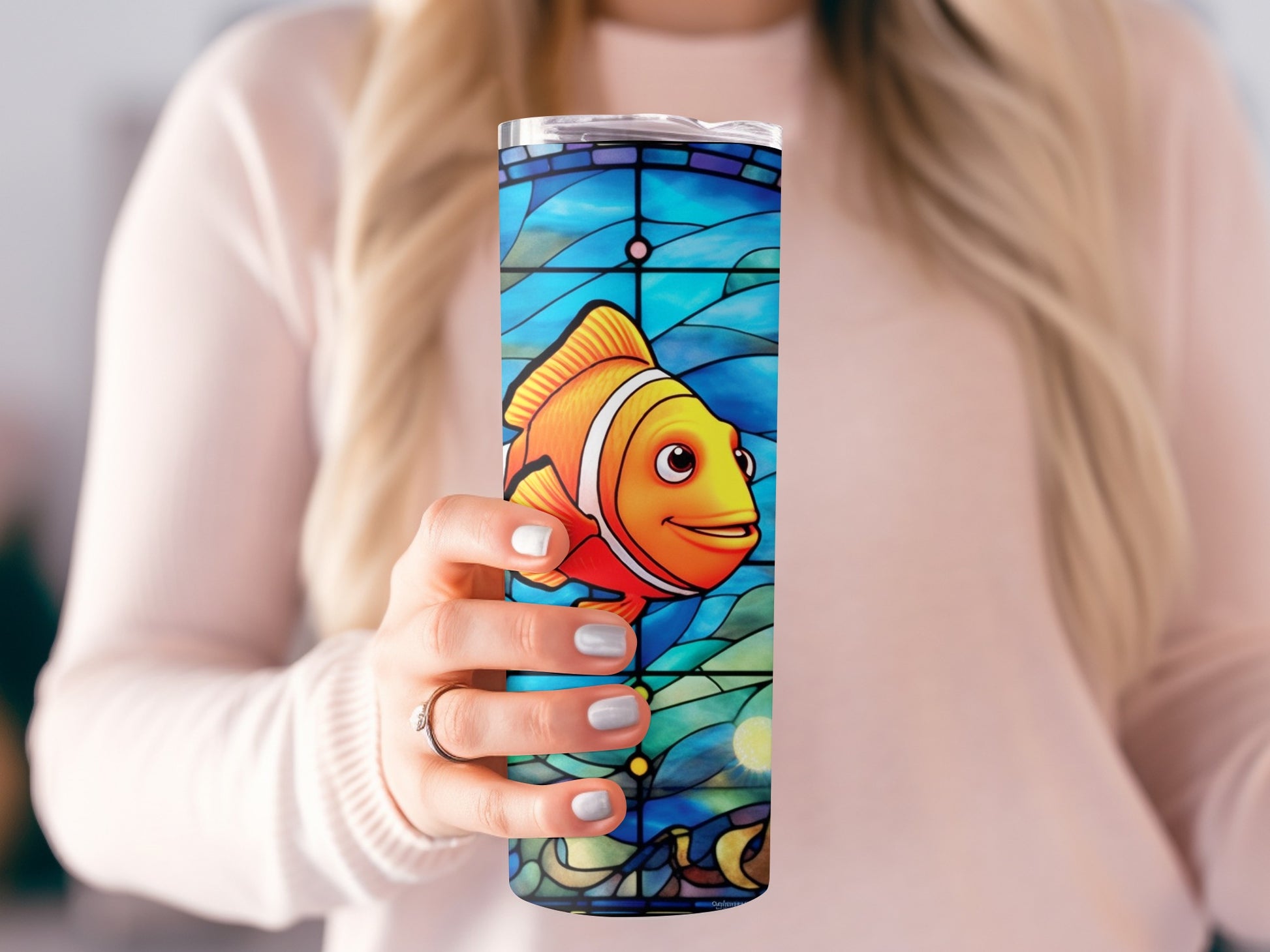 Bright Nautical Fish Stained Glass Insulated Tumbler