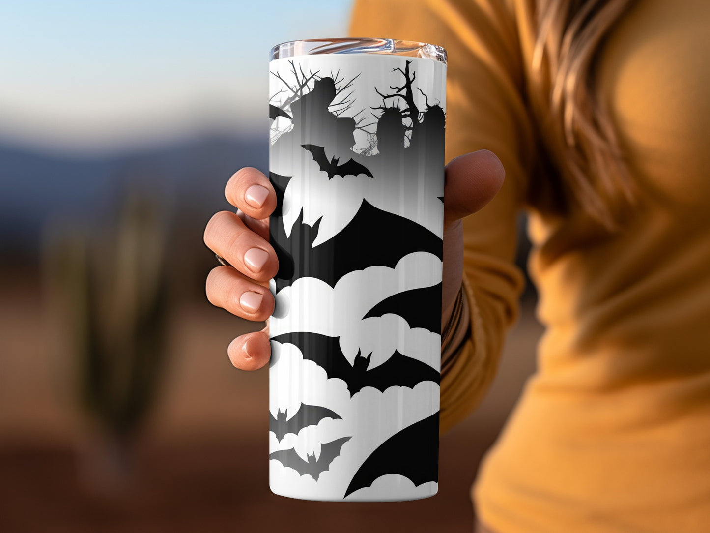 Spooky Halloween Bat Design Travel Mug for Coffee