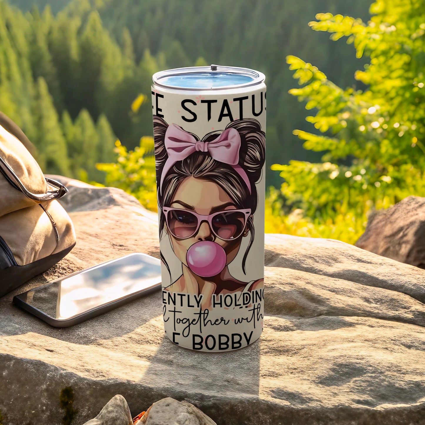 Cute Girl with Sunglasses and Bubble Gum Cup Tumbler