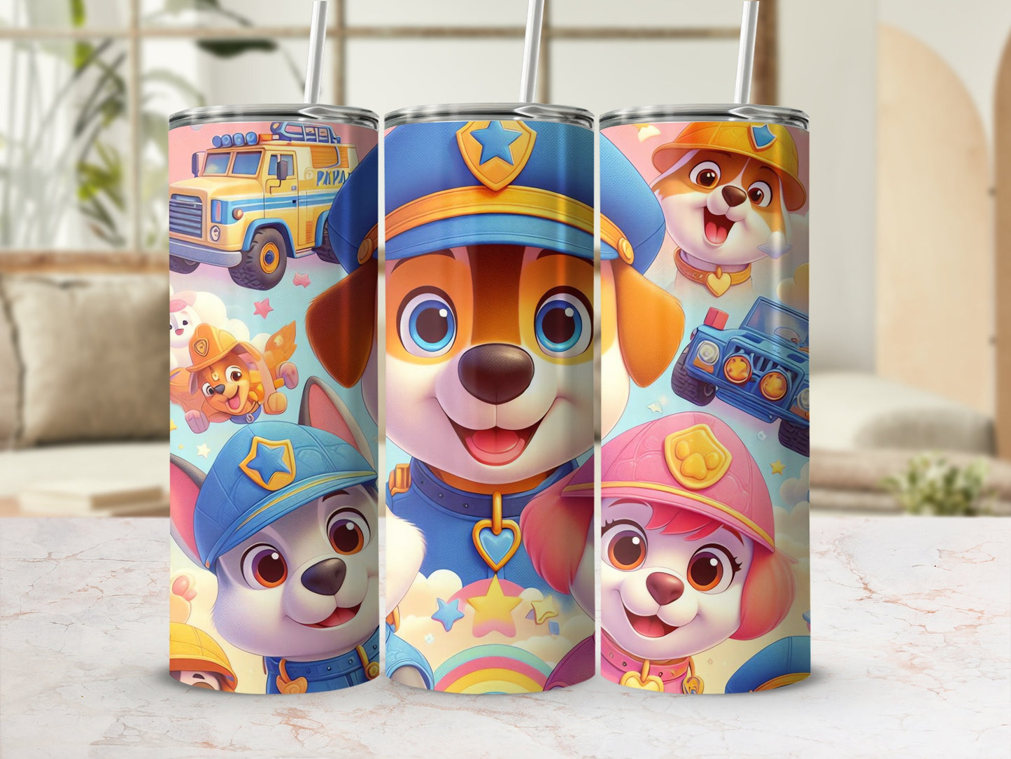 Cute Cartoon Puppy Characters Insulated Tumbler Cup