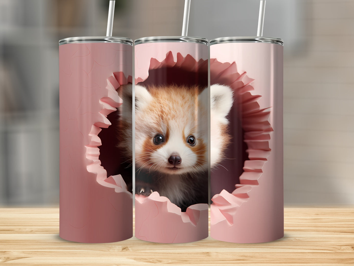 Adorable Red Panda Peekaboo Tumbler Cup Flask Gift