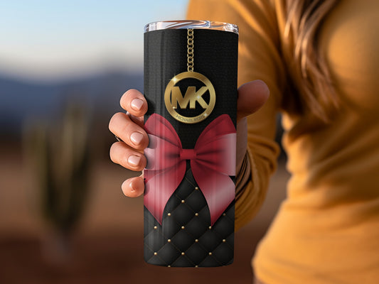 Designer Logo with Red Bow Decor Tumbler