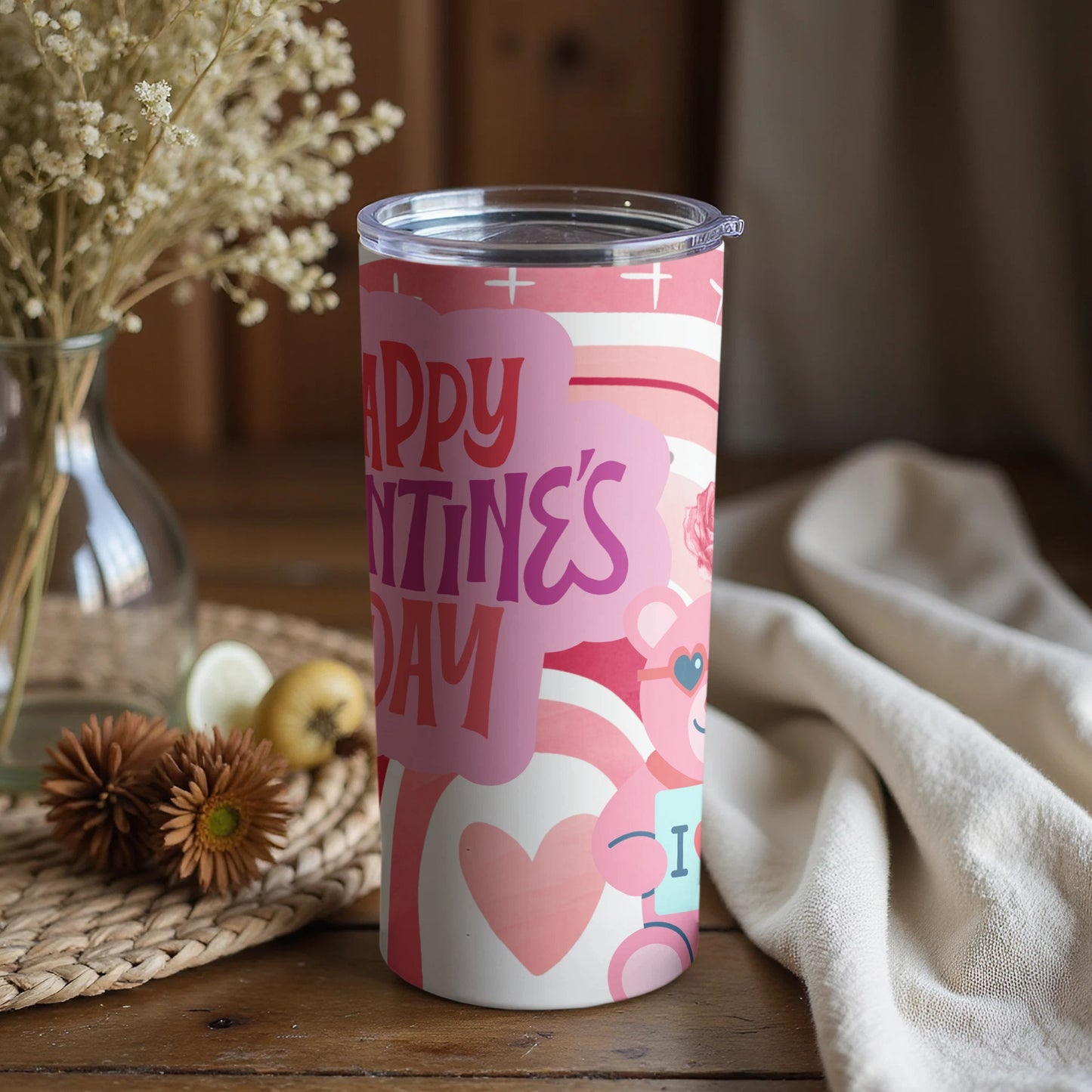 Happy Valentine's Day Design on Cute Tumbler Cup