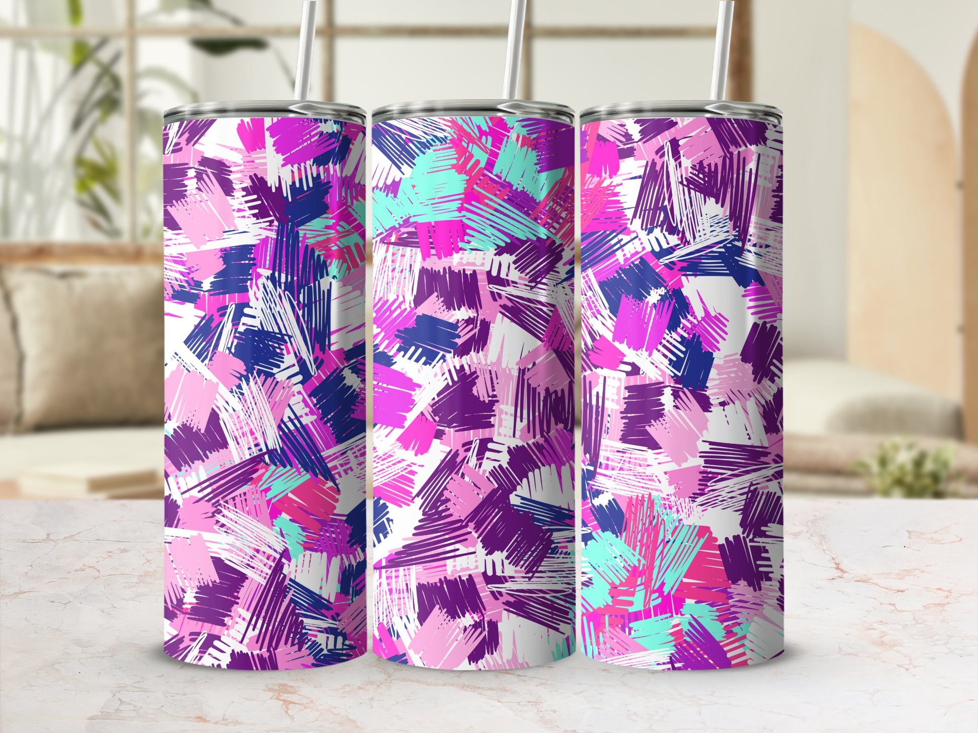 Vibrant Abstract Brush Strokes Tumbler Cup