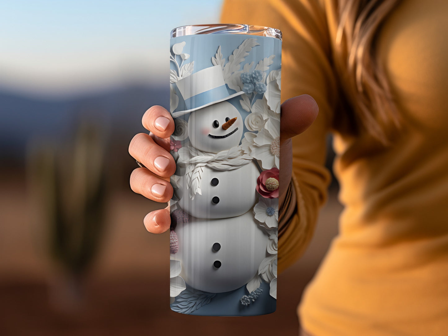 Festive Snowman Design Insulated Tumbler Cup