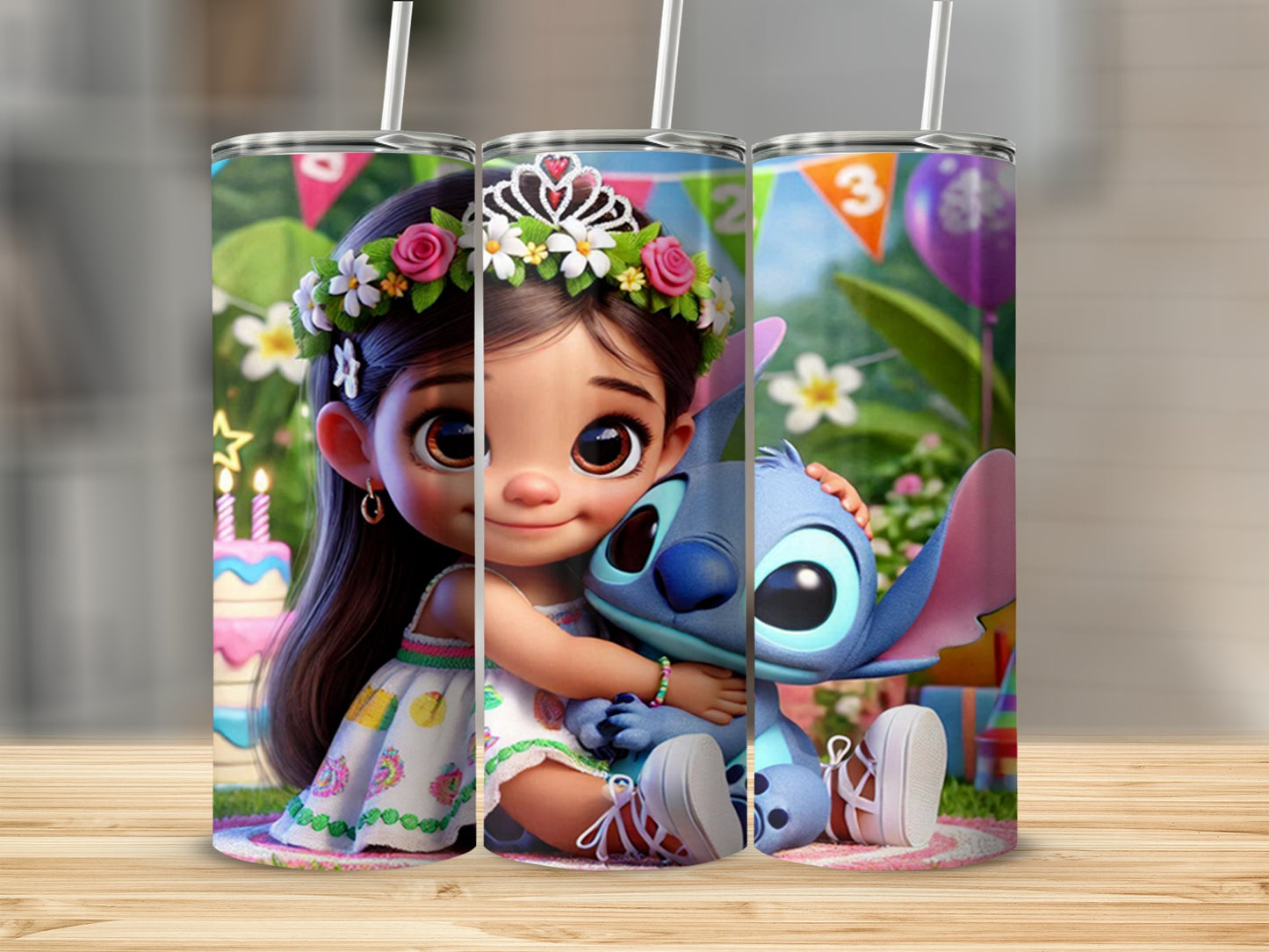 Cute Cartoon Girl and Blue Alien Friend Tumbler