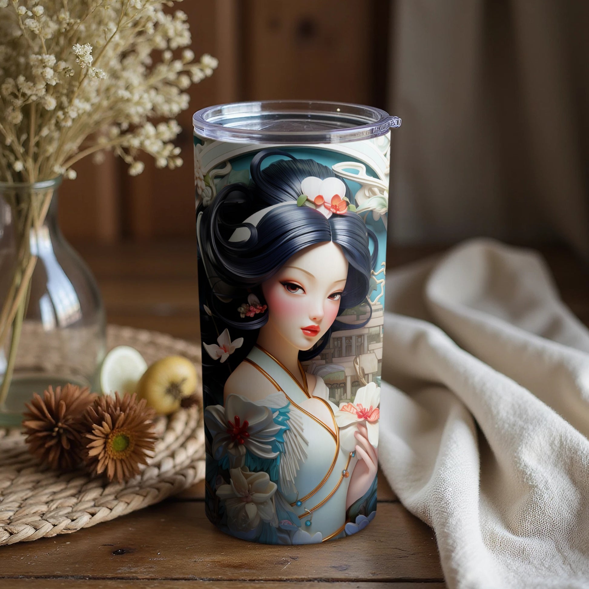 Elegant Artistic Print Floral Double-Walled Tumbler