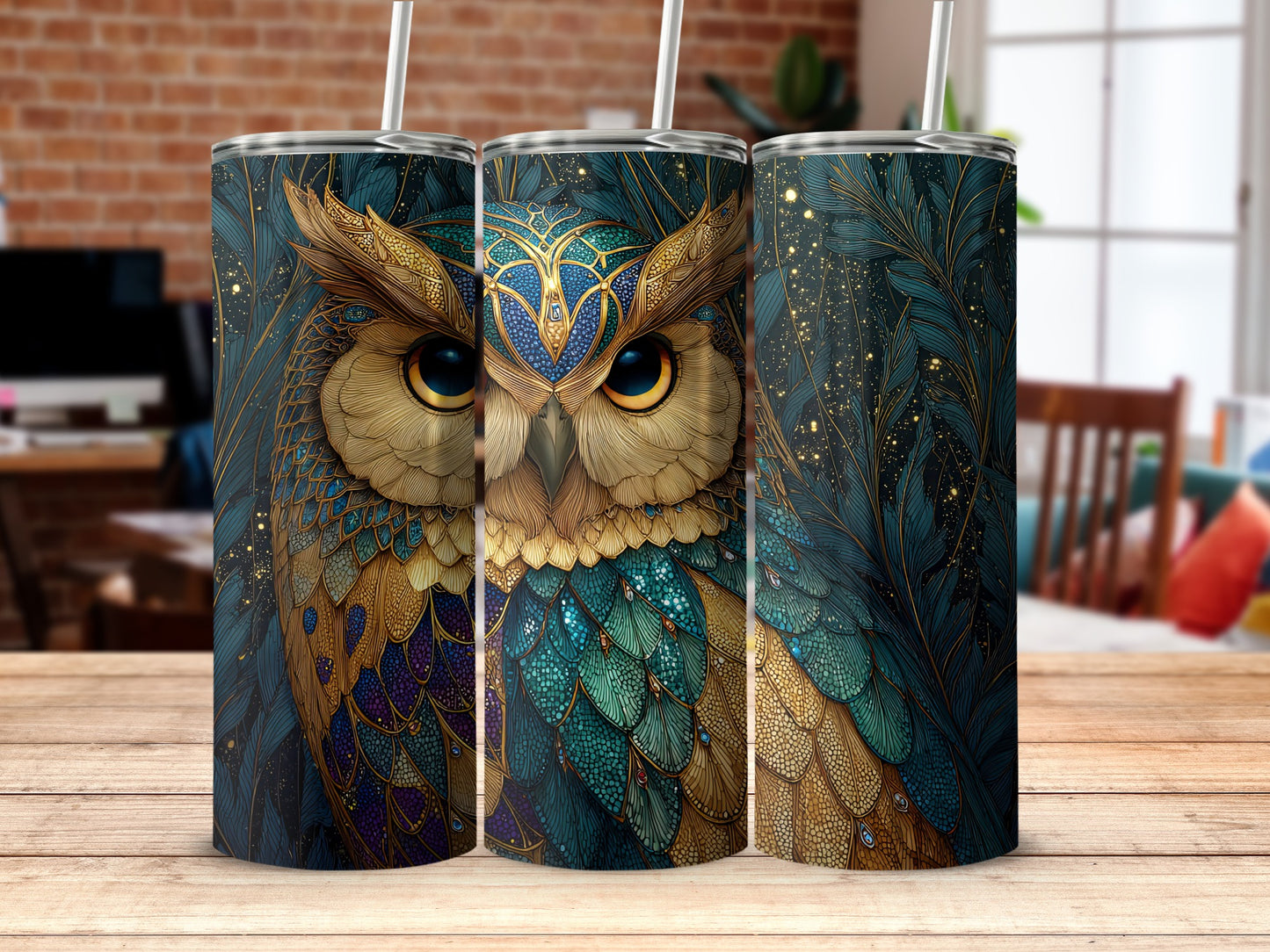 Regal Owl Artistic Design Tumbler Cup for Sale