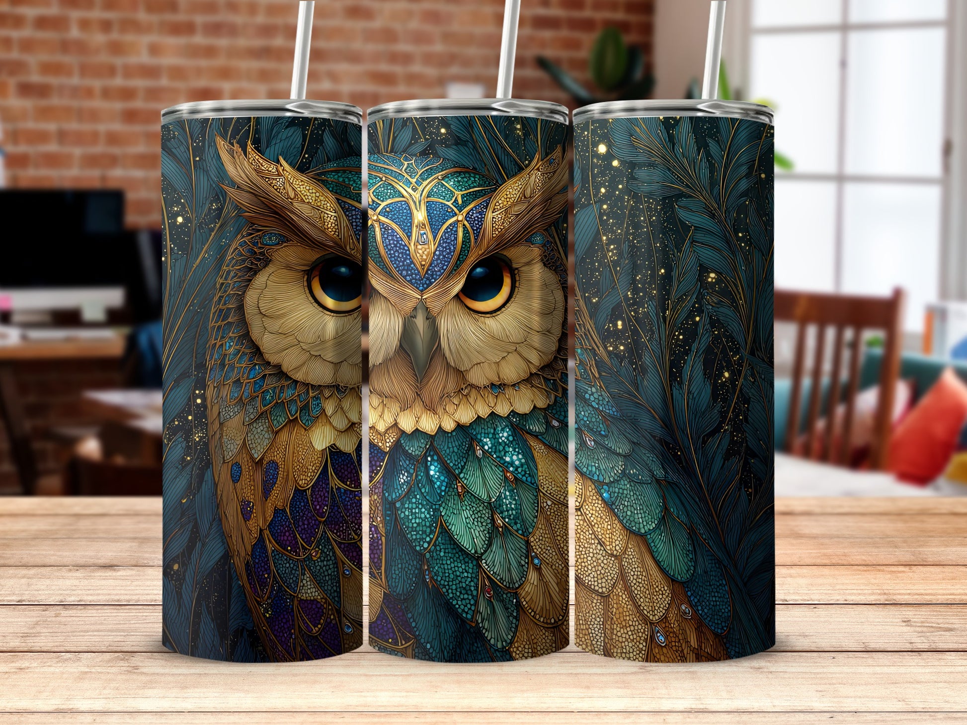 Regal Owl Artistic Design Tumbler Cup for Sale