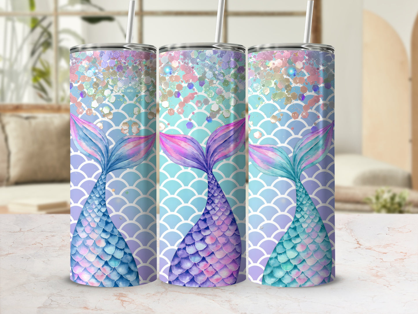 Pastel Mermaid Tail Scales Glitter Confetti Design product type