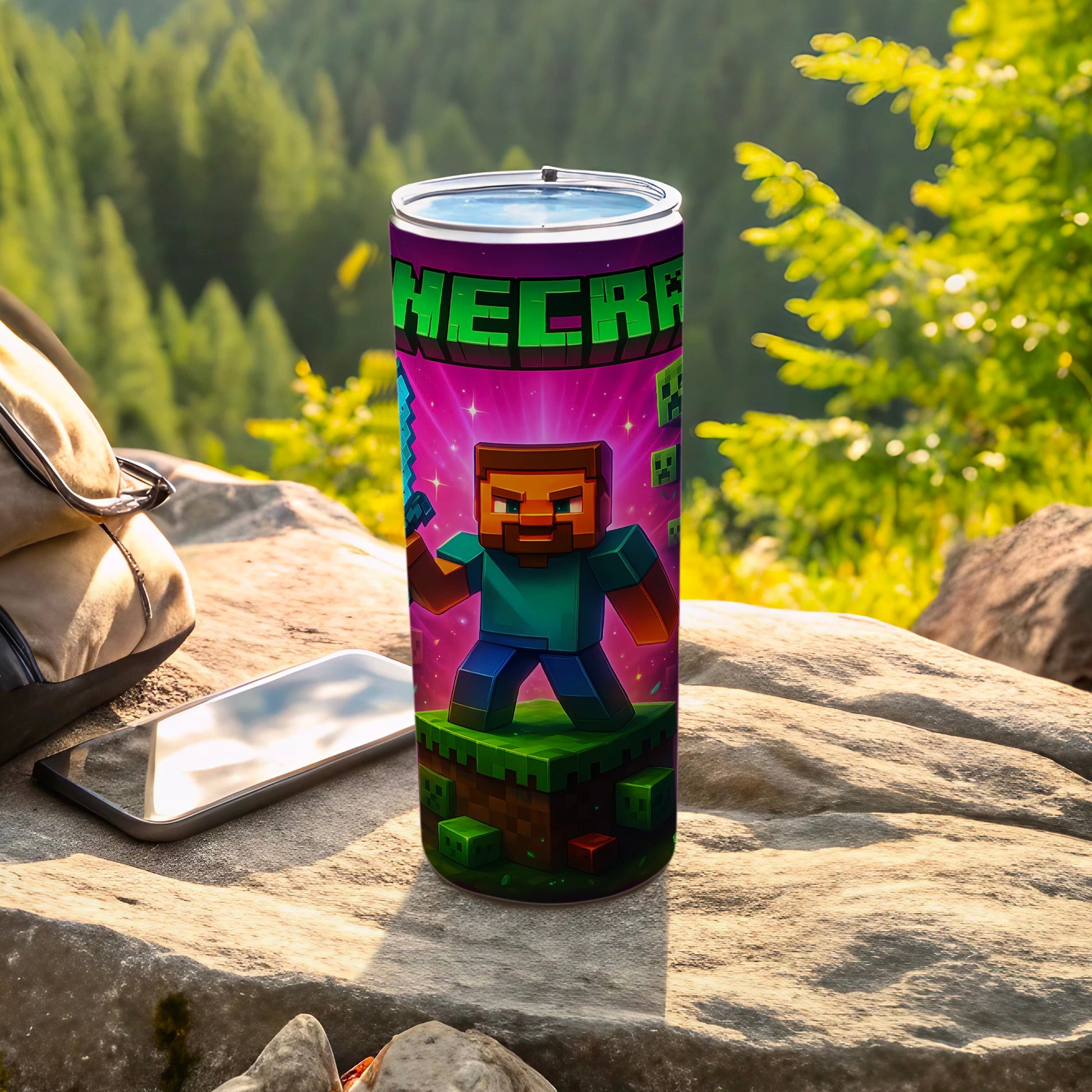 Vibrant Minecraft Character Design Travel Tumbler