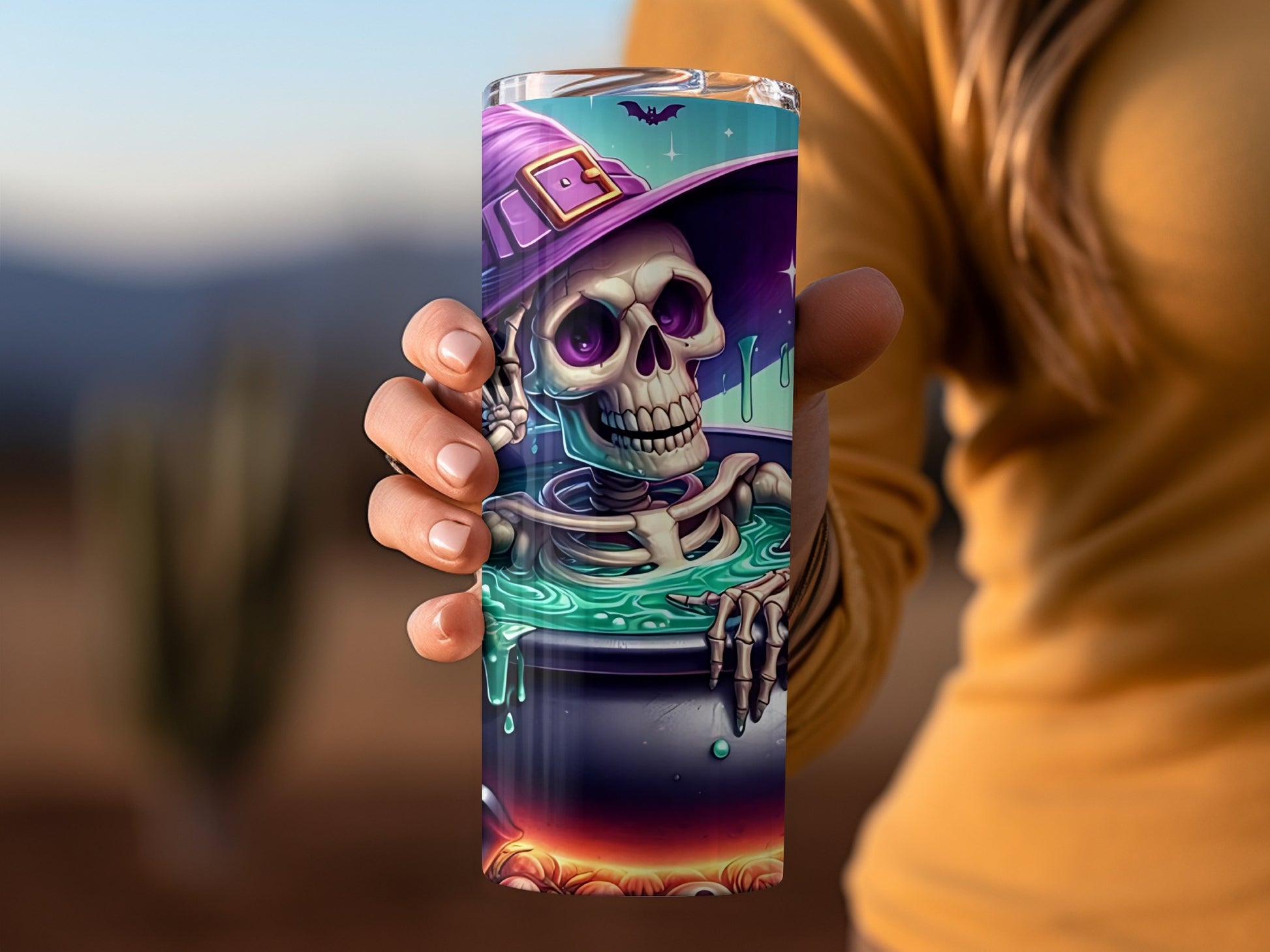 Colorful Witch Skeleton Illustration Tumbler Product