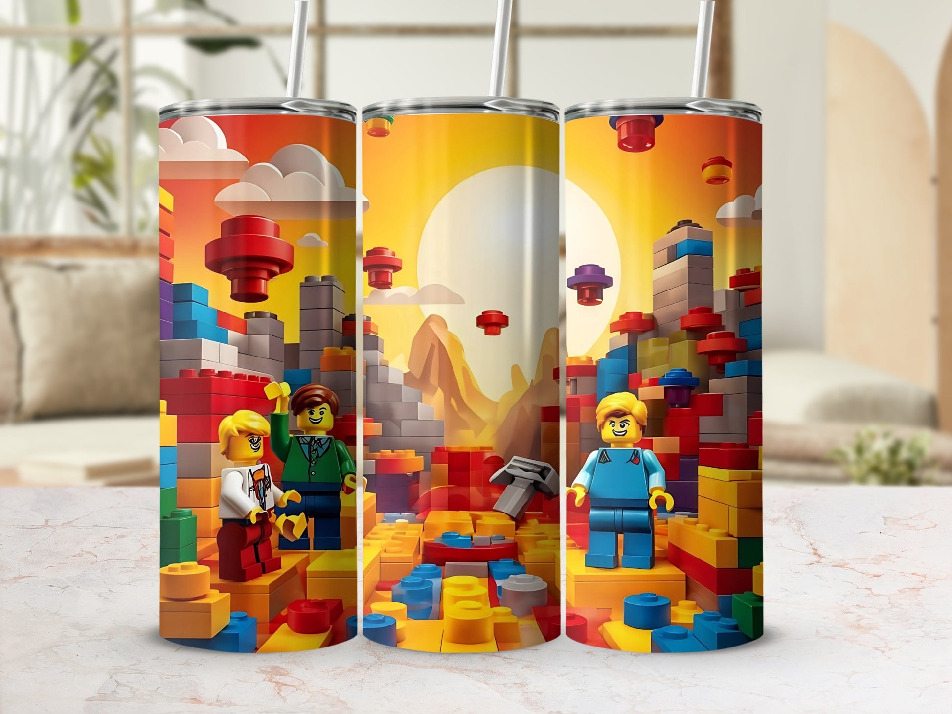 Colorful Building Block Characters Insulated Tumbler