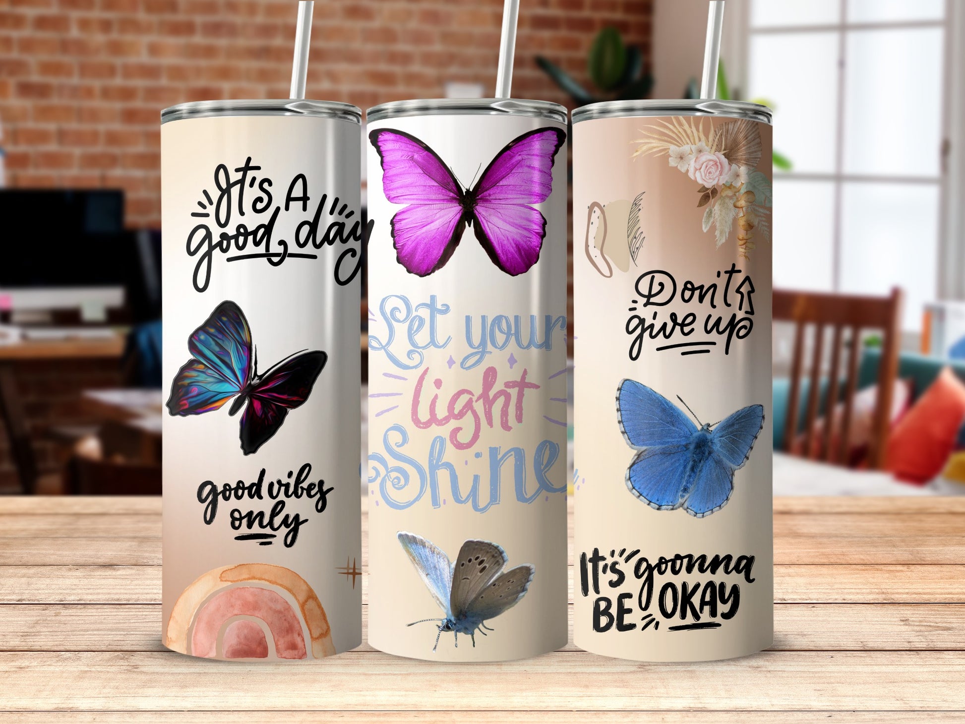 Inspirational Butterfly Designs on Tumblers