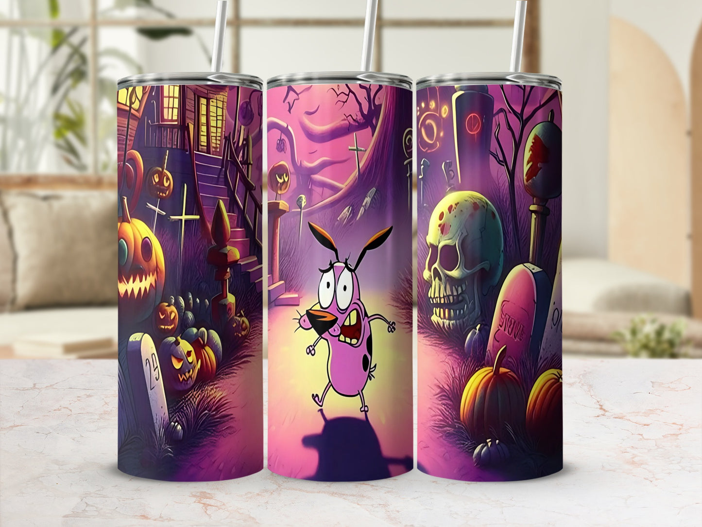 Courage the Cowardly Dog Halloween Tumbler Product