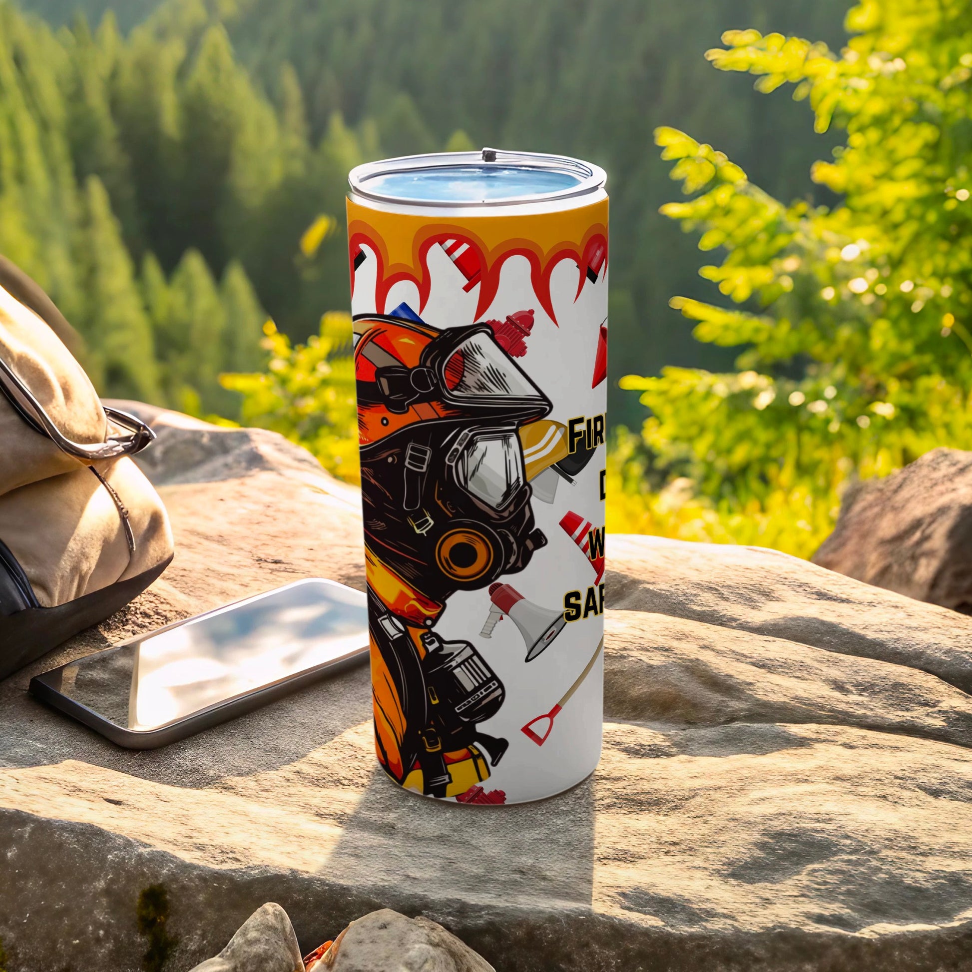 Firefighter Safety Themed Travel Tumbler Product