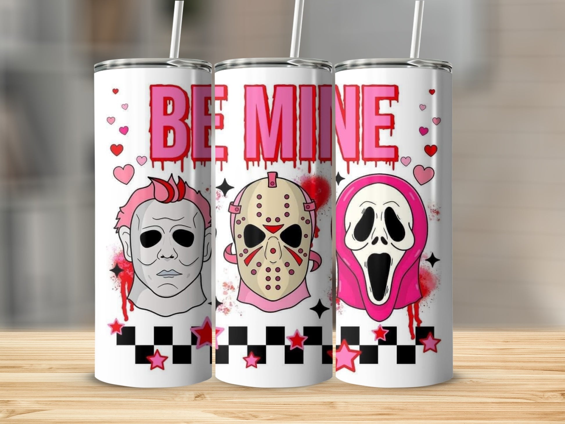 BE MINE Cute Horror Art Tumblers Set
