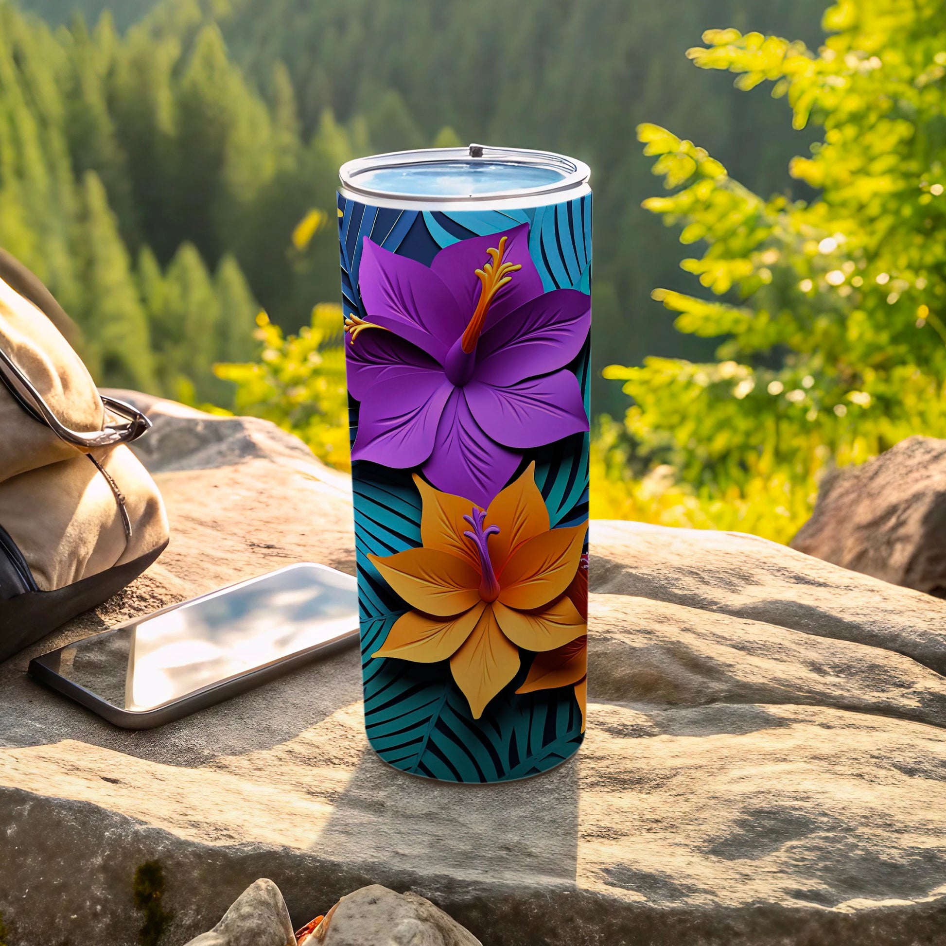 Colorful Floral Design Insulated Tumbler Cup