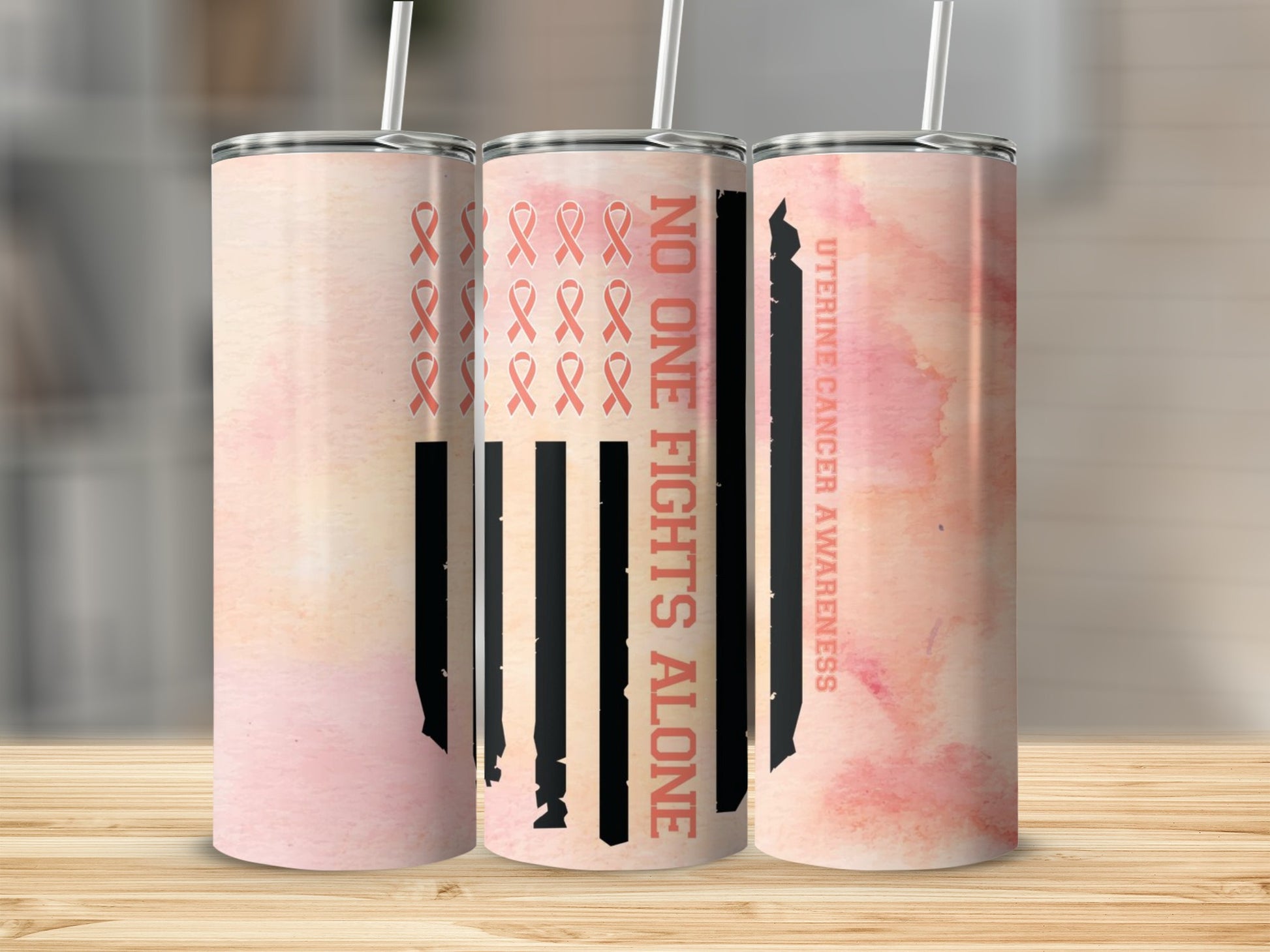 Uterine Cancer Awareness No One Fights Alone tumbler