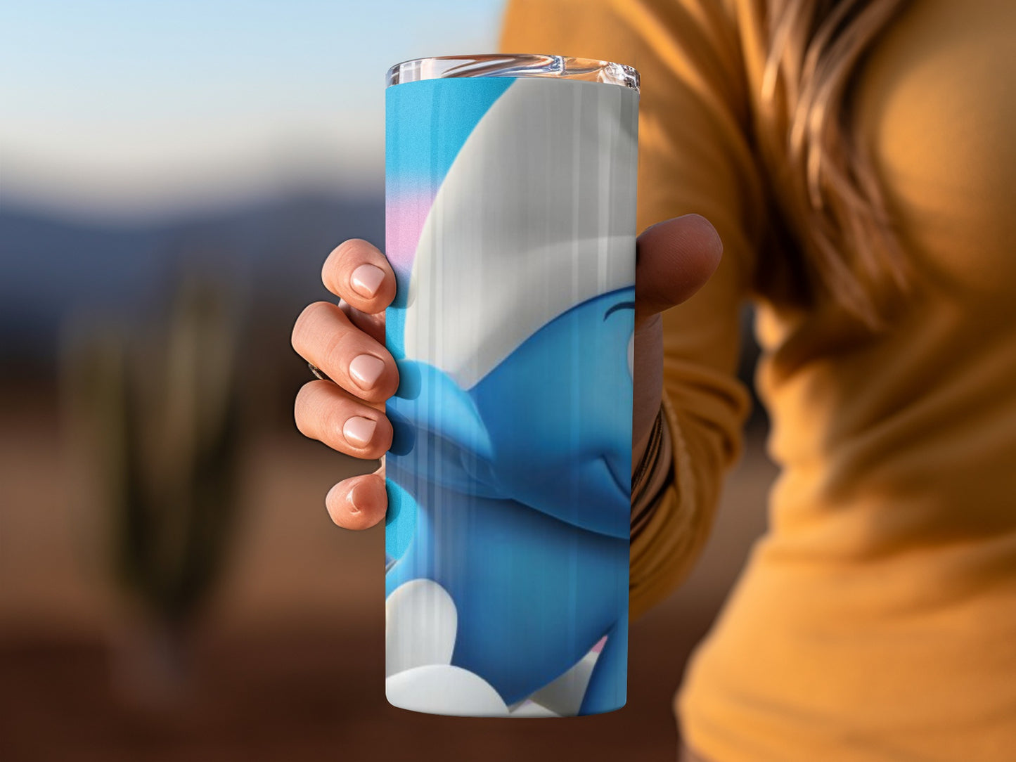 Blue Cartoon Character Design Custom Tumbler Cup