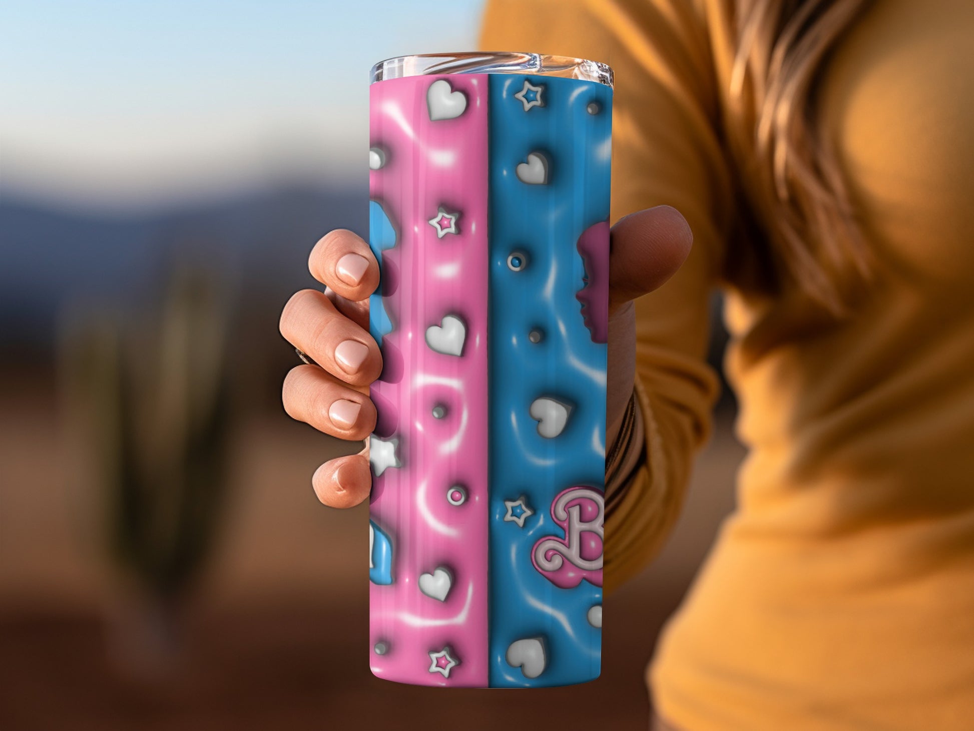 Heart and Star Themed Insulated Travel Tumbler Cup Product