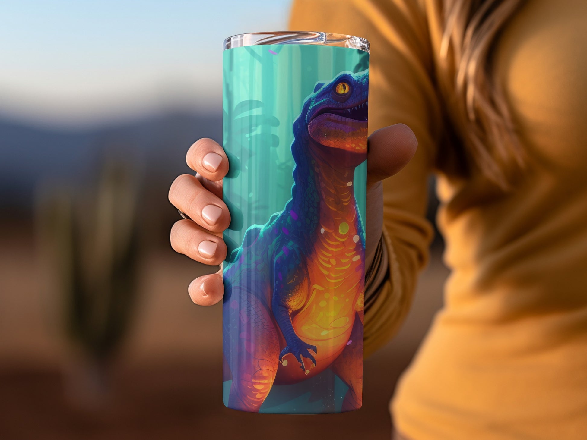 Vibrant Dinosaur Insulated Tumbler Travel Mug Cup