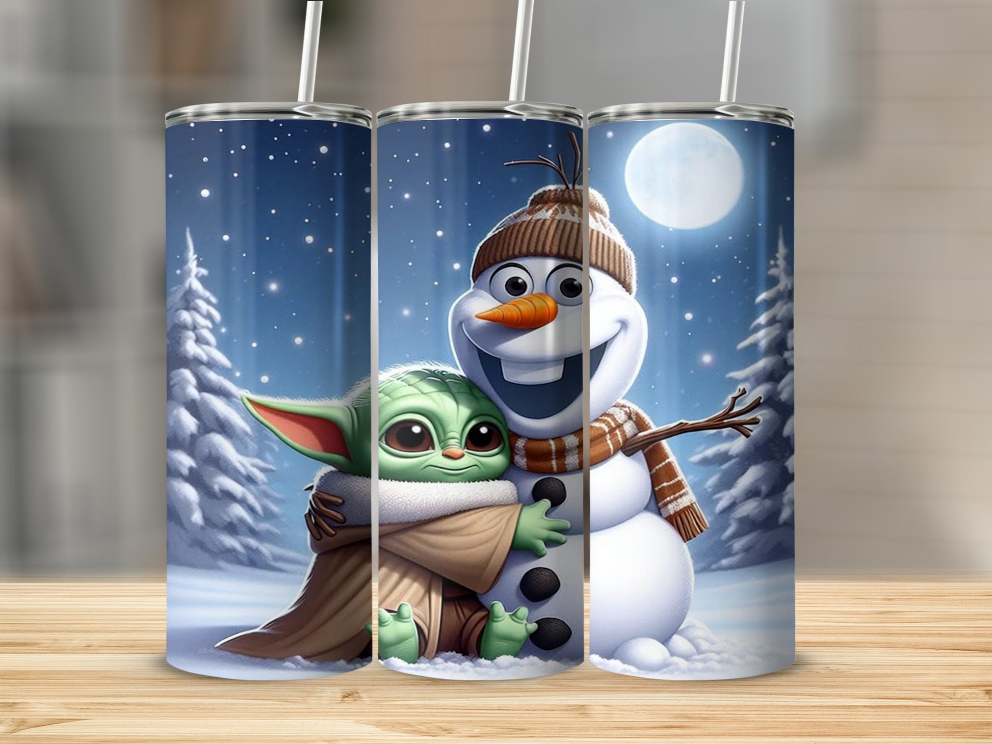 Adorable Snowman and Baby Alien Winter Tumbler