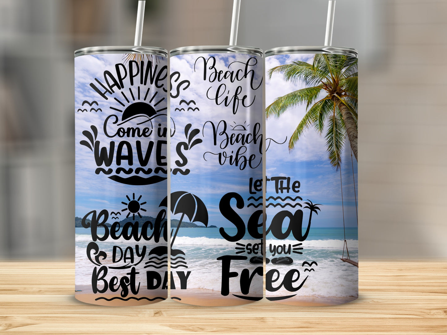 Tropical Paradise Beach Vibes Coastal Tumbler