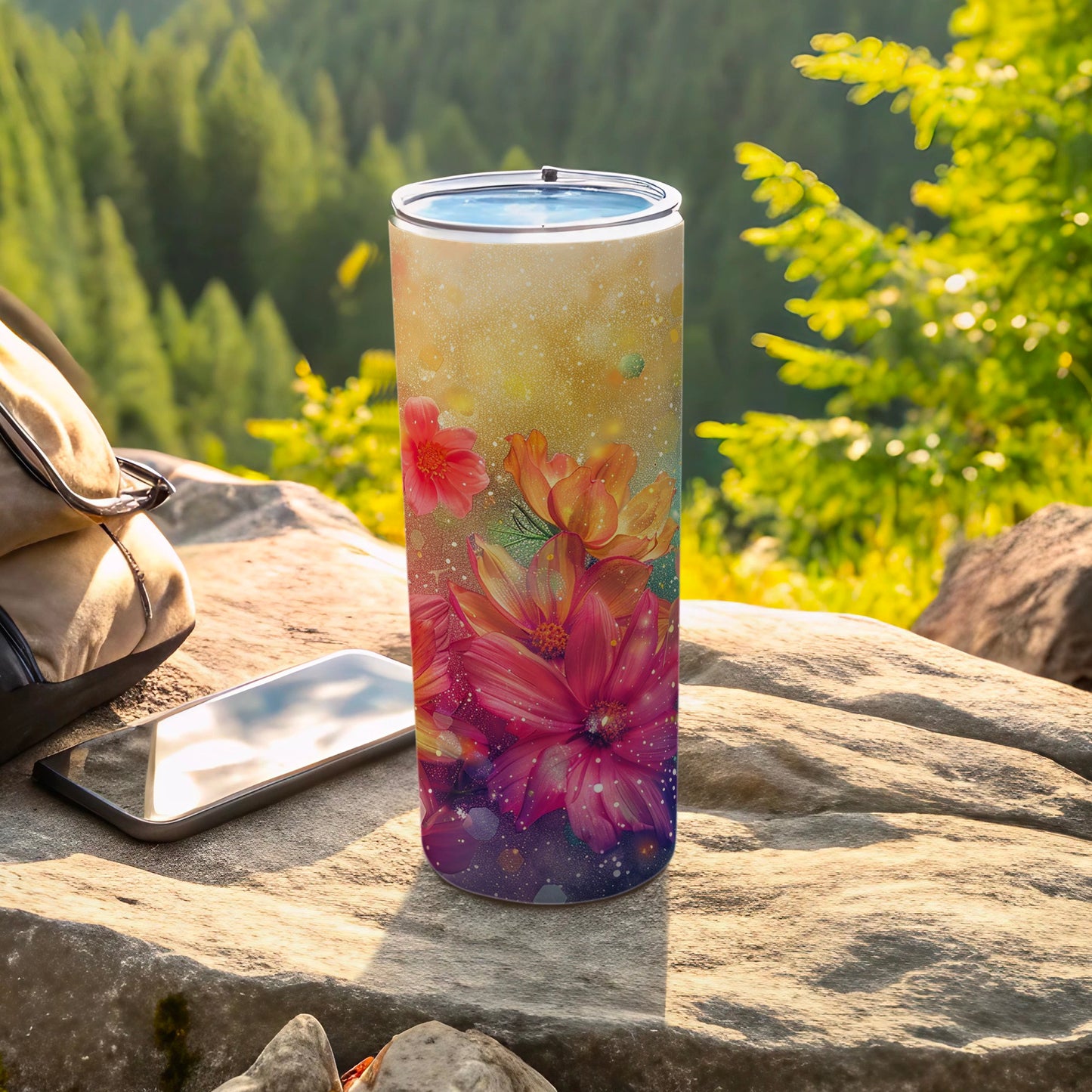 Colorful Floral Insulated Tumbler for Outdoor Enthusiasts