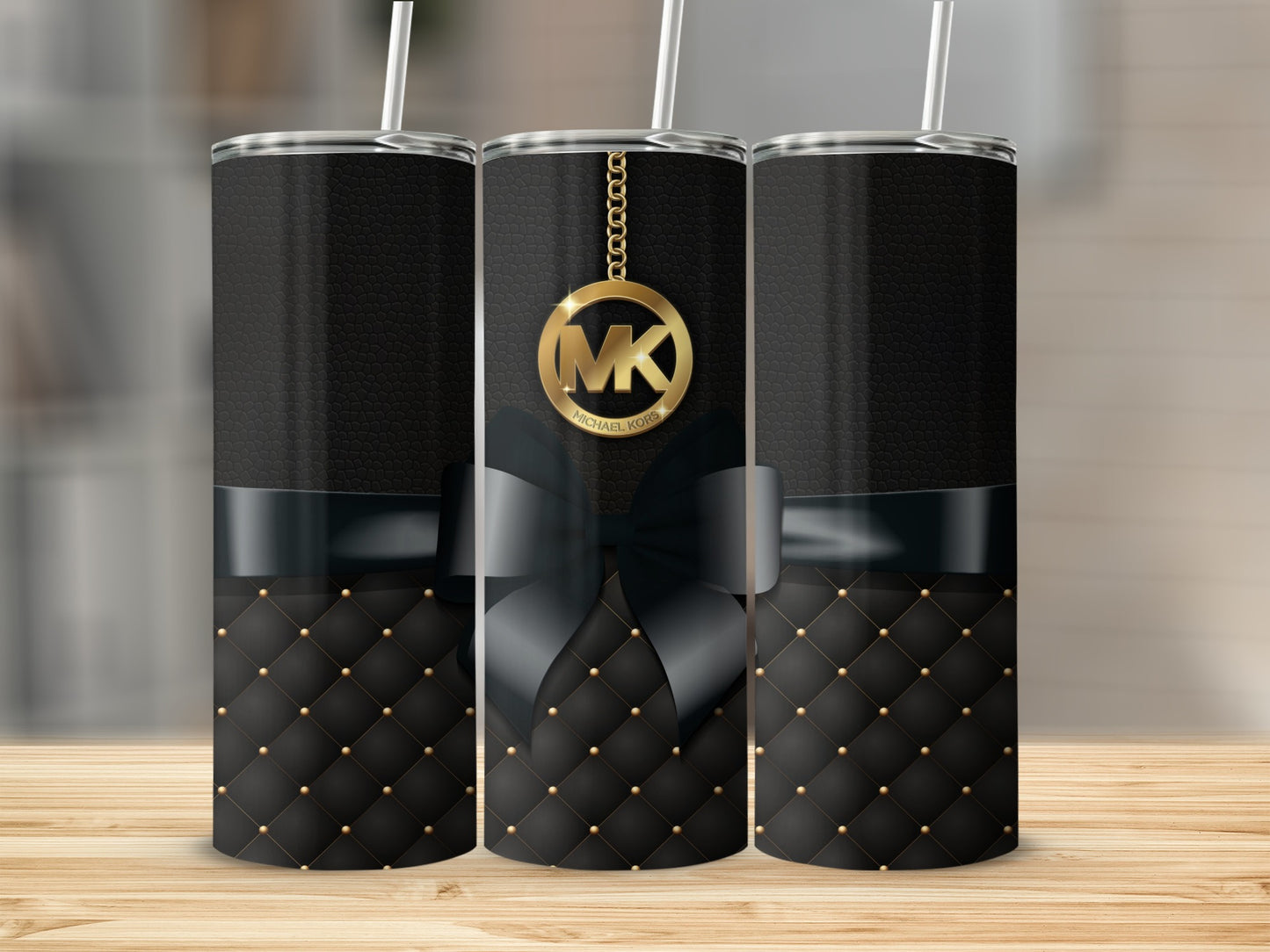 Luxurious Black Quilted Design MK Tumbler