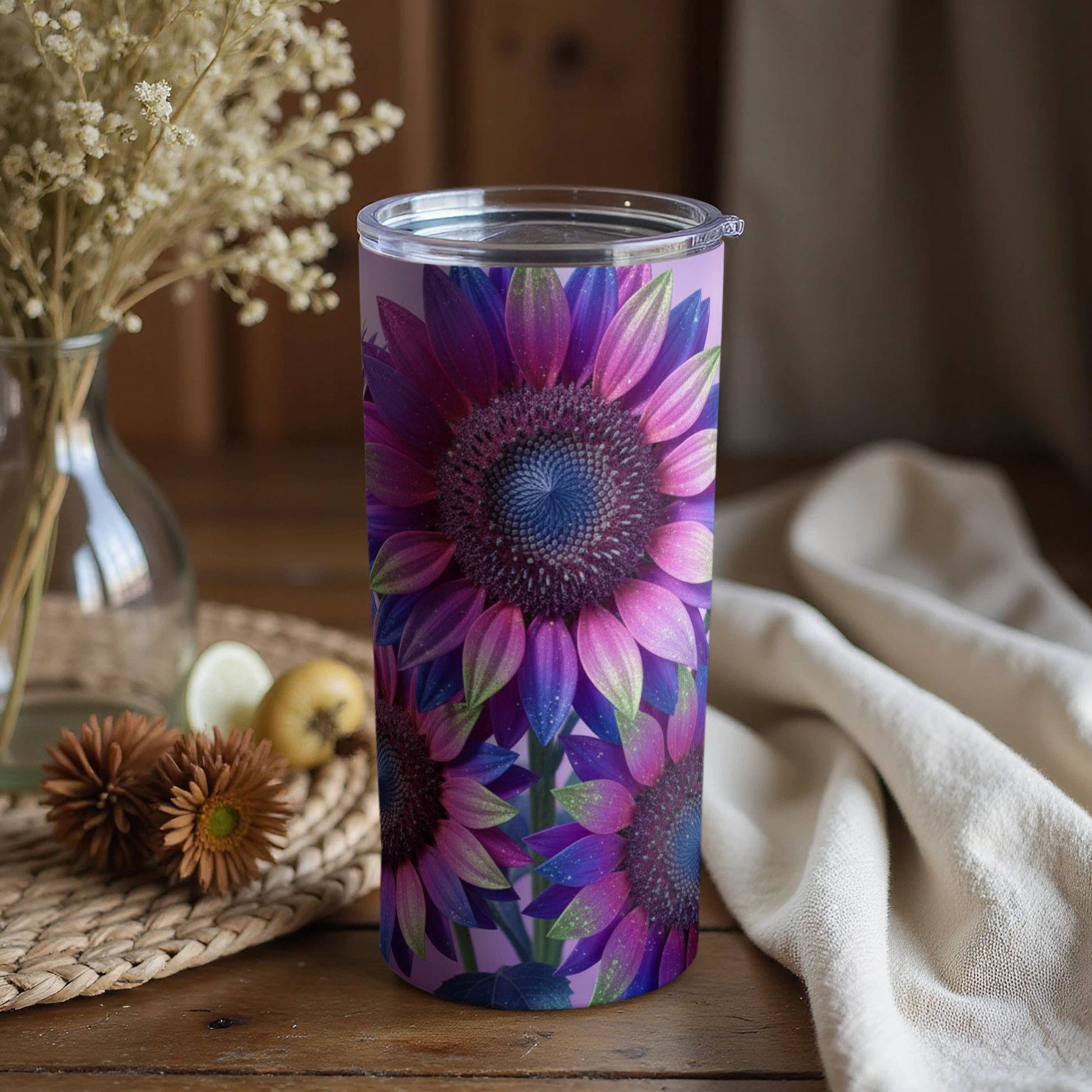 Vibrant Purple Sunflower Insulated Tumbler