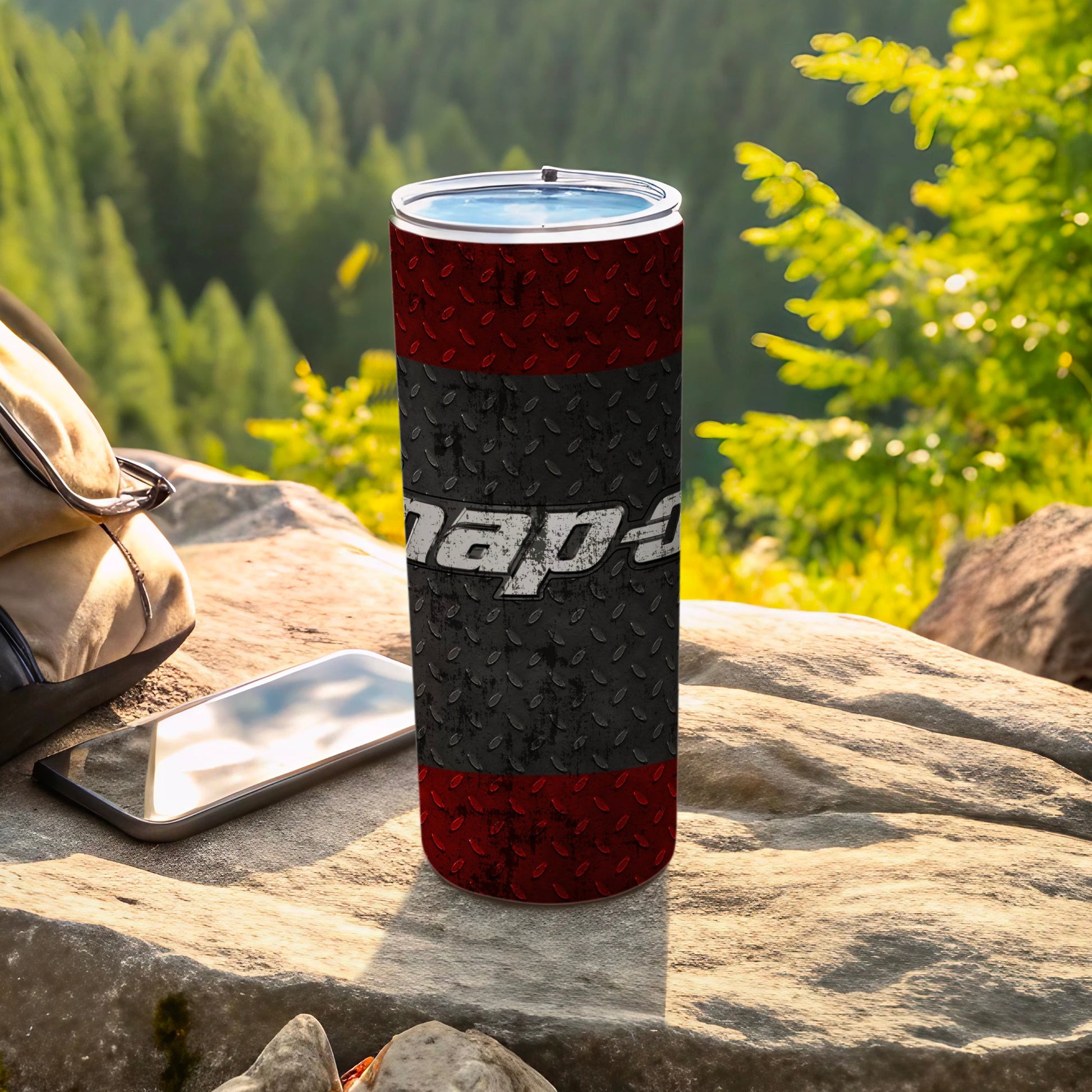 Snap-on Red Black Diamond Plate Pattern Tumbler product type