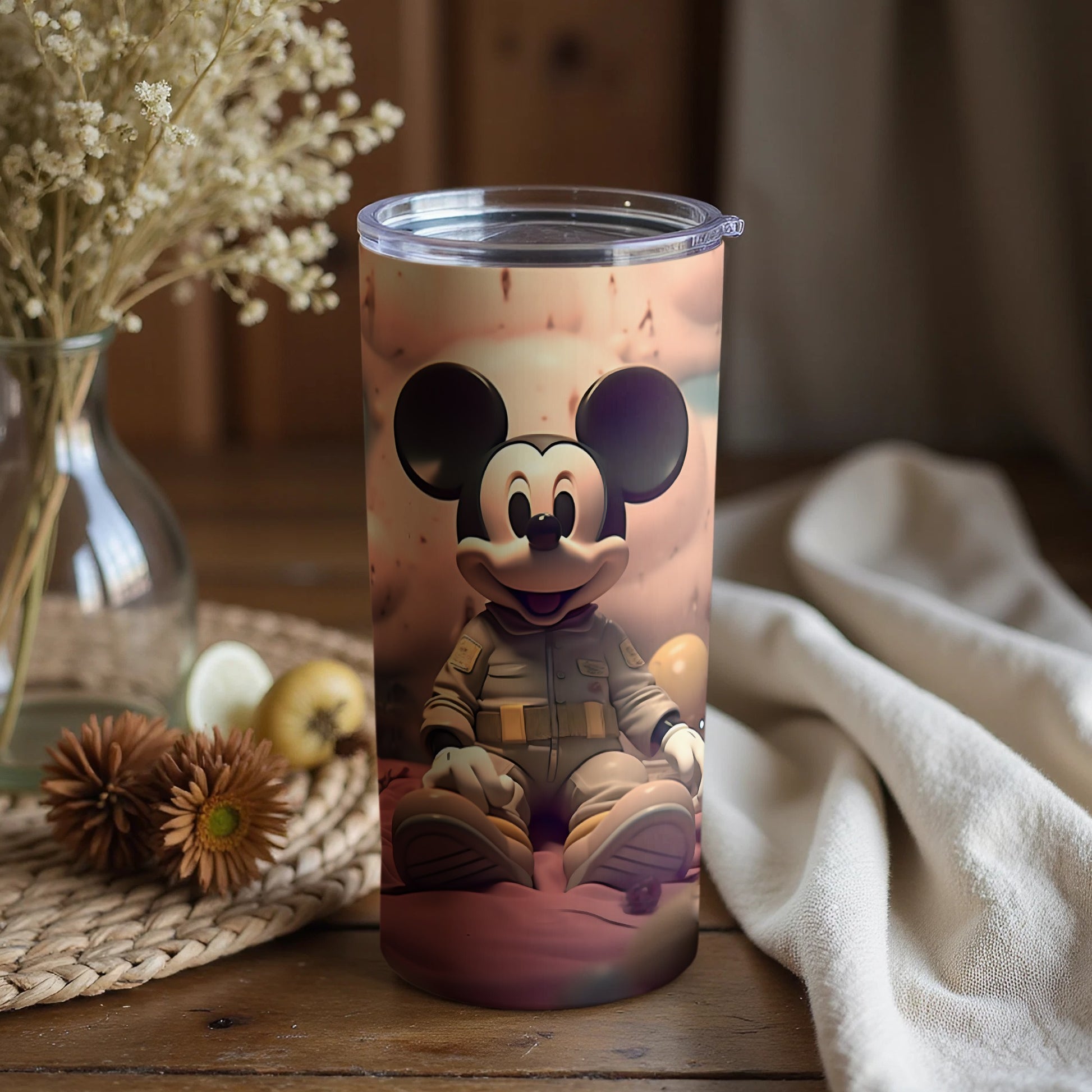 Vintage Mickey Mouse Art Travel Tumbler For Drinks