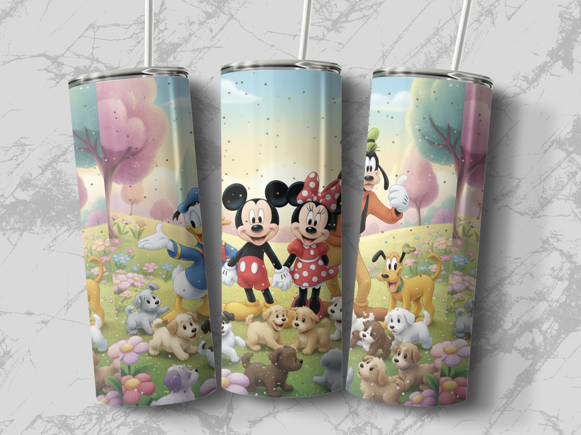 Disney Character Friends and Puppies Themed Tumbler