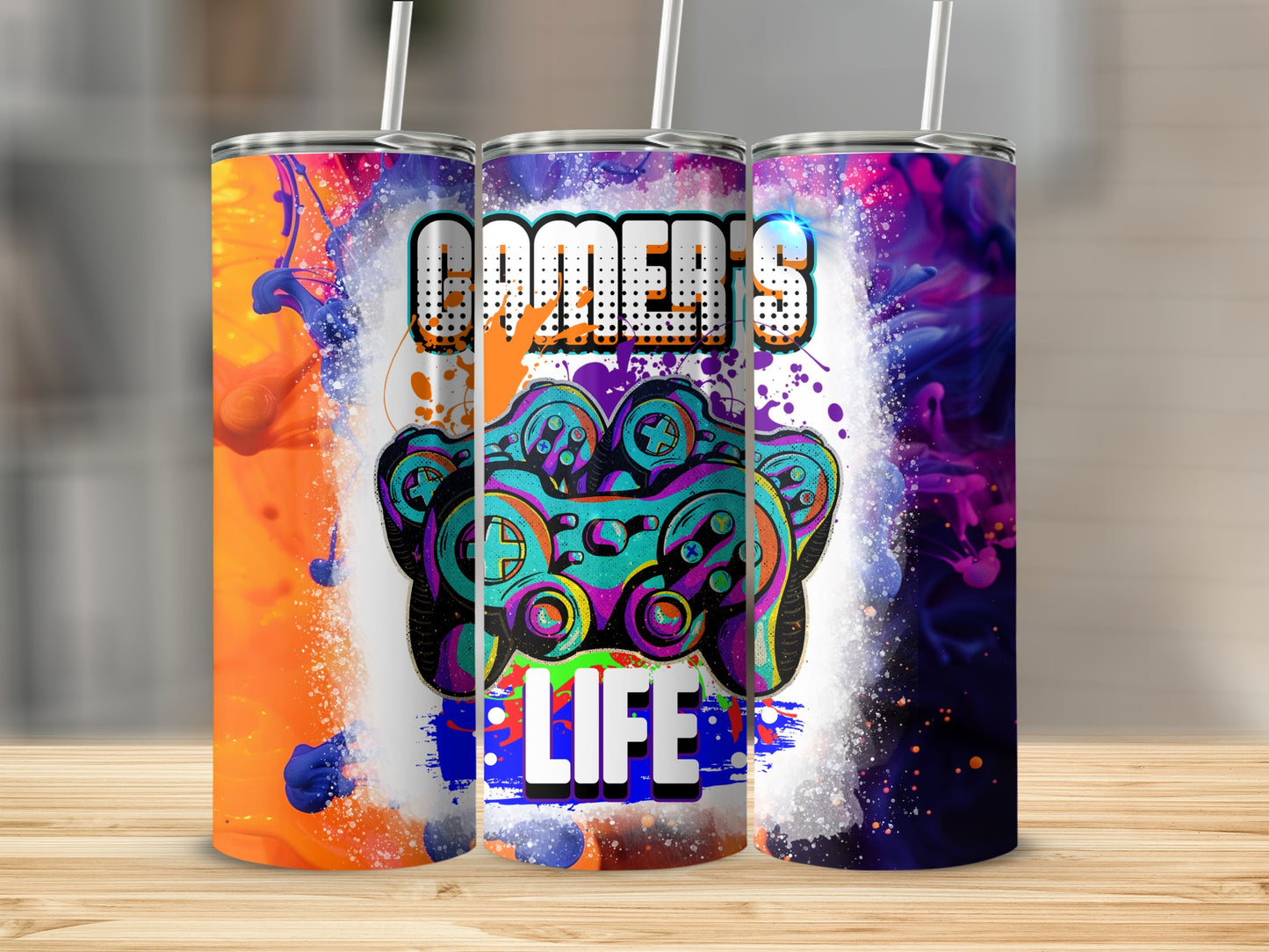 Colorful Gaming Life Graphic Tumbler Design