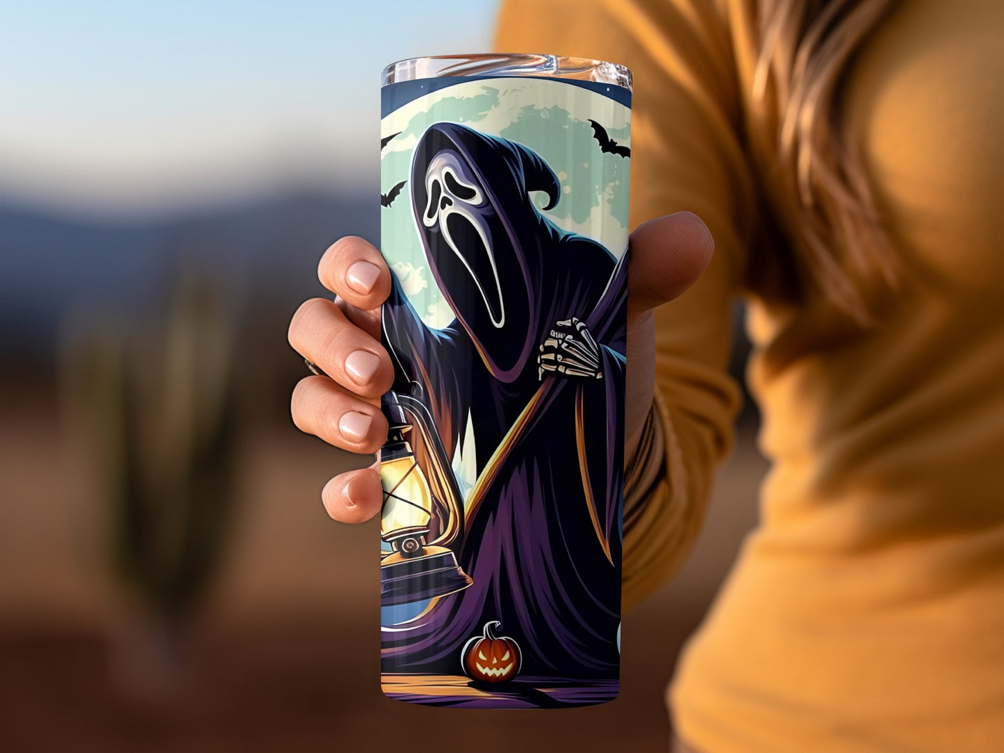 Scary Grim Reaper Halloween Themed Tumbler for Fall
