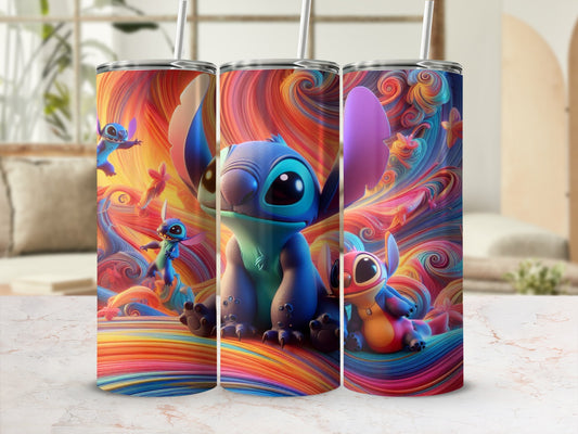 Colorful Stitched Character Art Design Tumbler