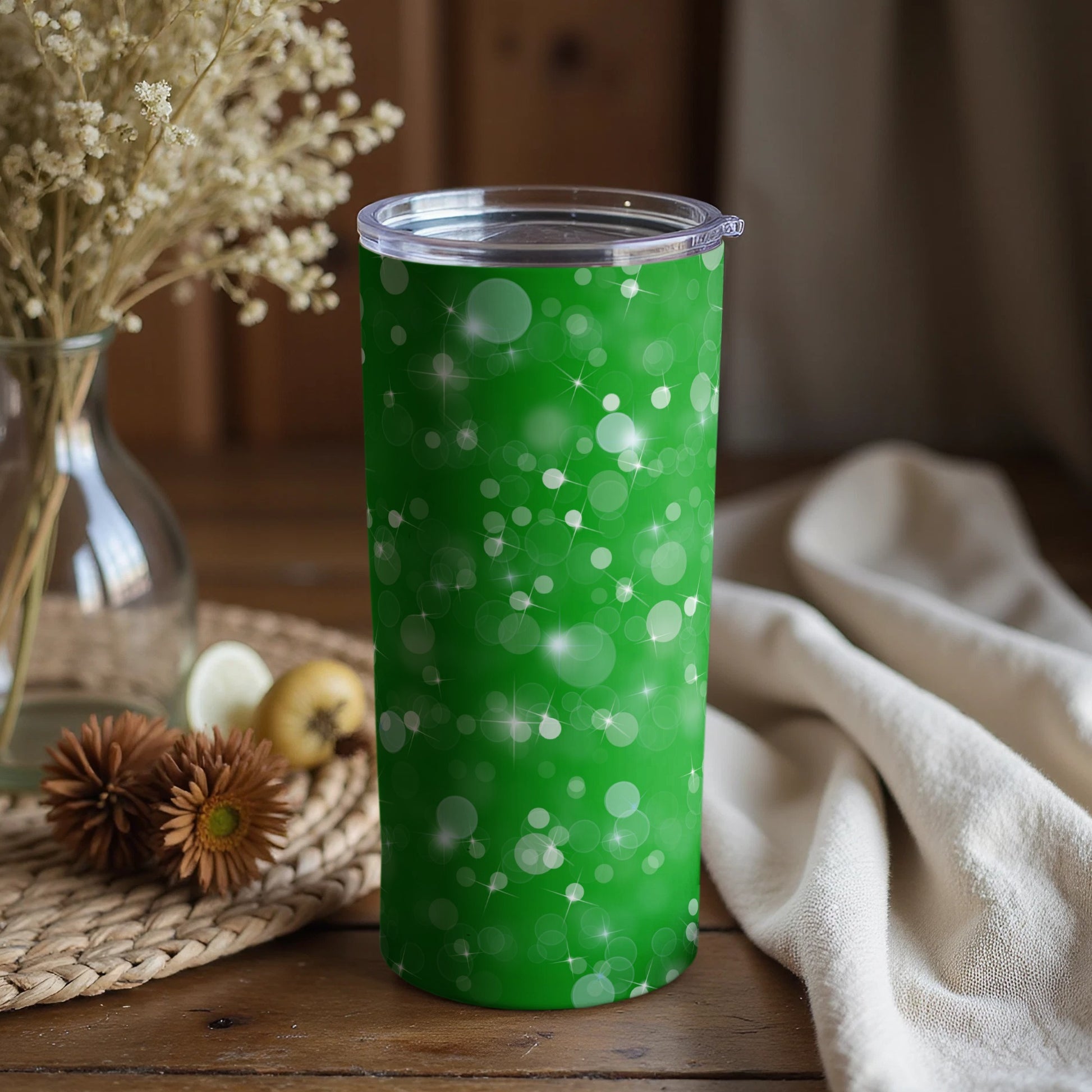 Sparkling Green Bubbly Design Tumbler for Everyday Use