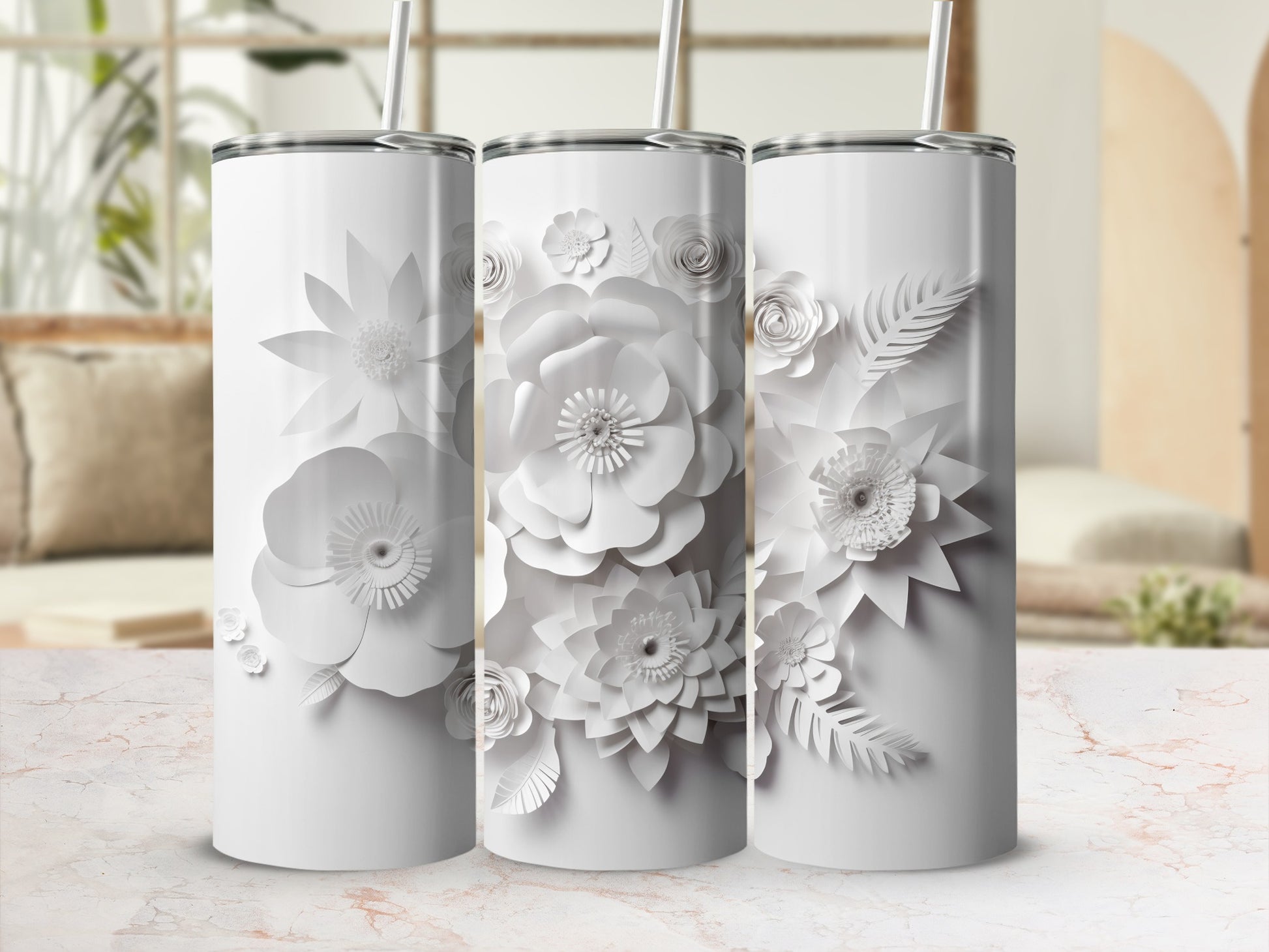 Elegant Floral Design Tumblers for Stylish Hydration